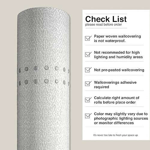Miniatura 8 de Ansehan HA4001 - Revestimiento de pared hecho a mano con rayas de 36 pulgadas de ancho x 8 yardas de largo, texturizado, moderno, no prepegado,