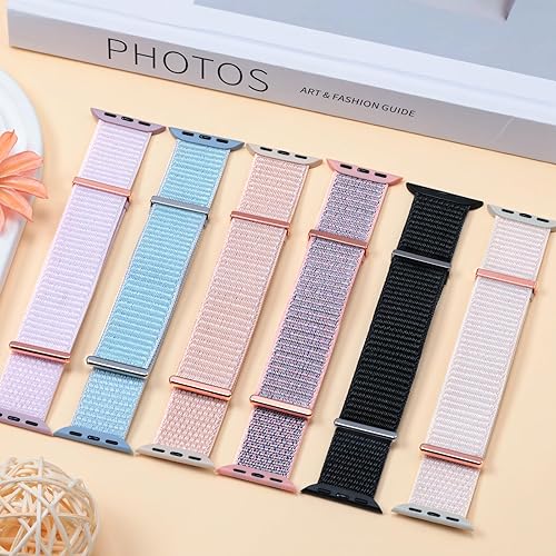 Miniatura 4 de Paquete de 6 correas deportivas de nailon compatibles con Apple Watch de 1.575 in 1.496 in 1.614 in 1.732 in 1.772 in 1.654 in 1.929 in, correa