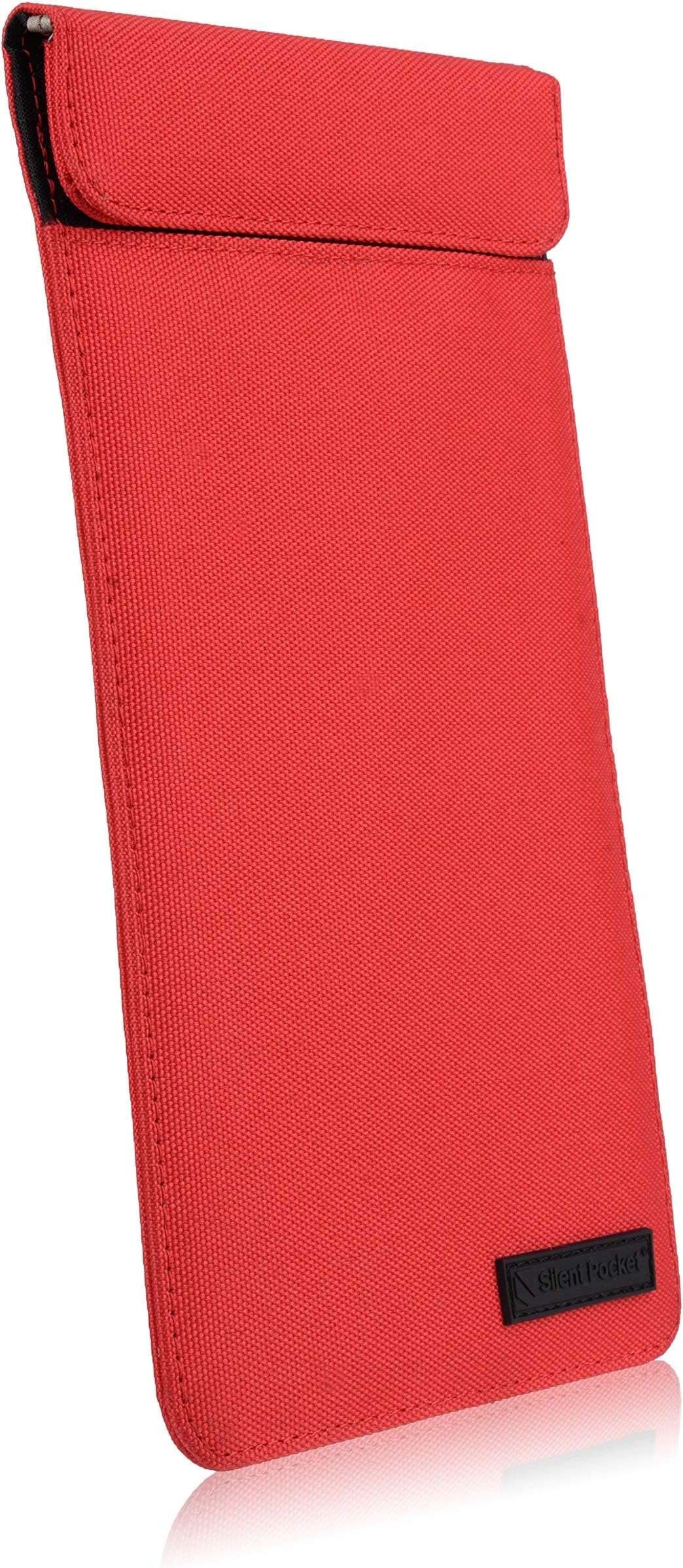 SLNT Faraday Bag Smartphone Sleeve with Silent Pocket - Leather or Weatherproof Nylon - Signal Blocking Device Shielding for iPhone, Galaxy, Most Phones - Privacy, Anti-Hacking (Red Nylon, Medium)