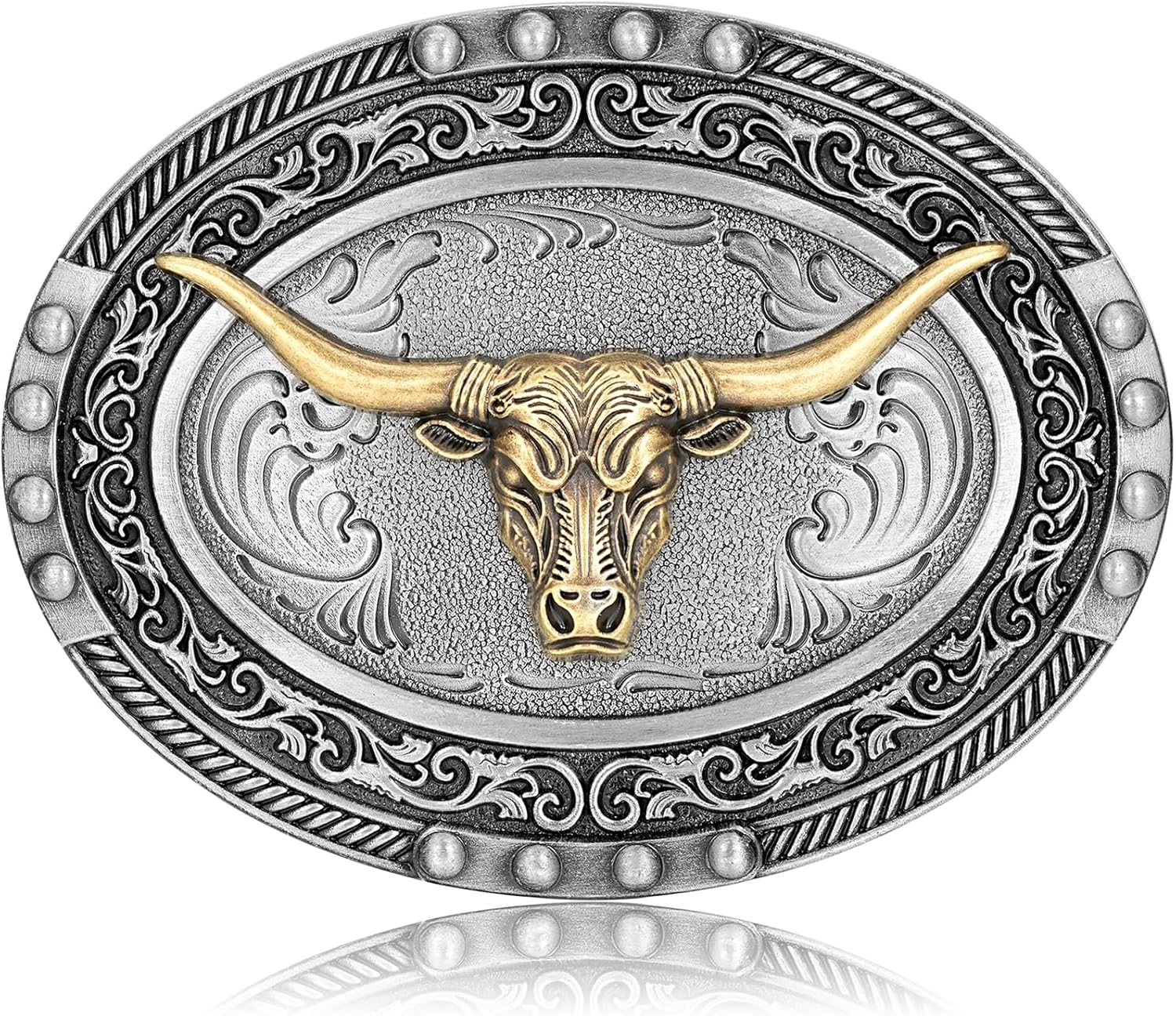 Fibbadet Western Cowboy Belt Buckle for Men Women- Longhorn Bull Head Cowboy Texas Rodeo Belt Buckle
