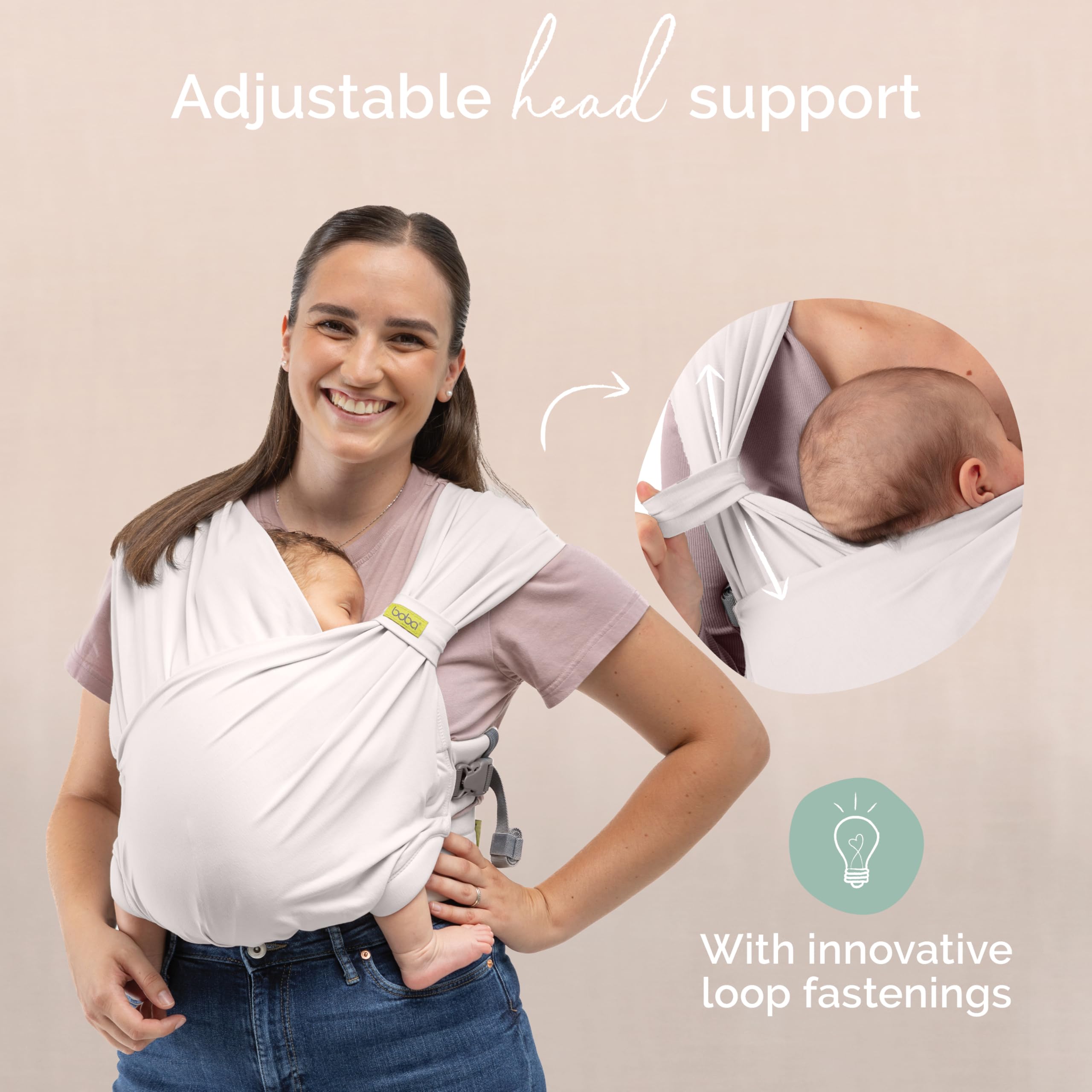 Boba Bliss Porte Bébé Pour Nourrissons/Jeunes Enfants Pesant Entre 3,2 et 16 kg, Hybride et 2 en 1, Écharpe de Portage Bébé Sans Nœud, Bon Positionnement des Hanches, Doux et Élastique (Organic Stone) - 5