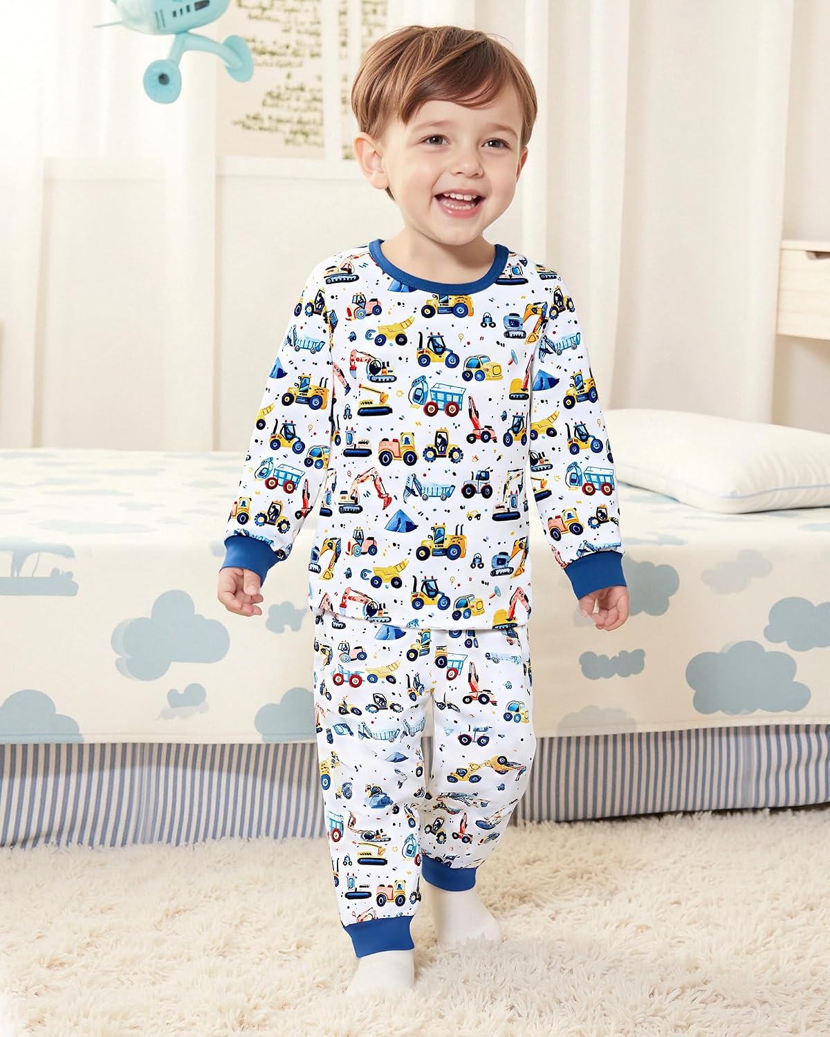 CARETOO Toddler Baby Boy Pajamas Set Kids Sleepwear 2 Pcs Pjs Long Sleeve Top and Pants for 2-7 Years image 2