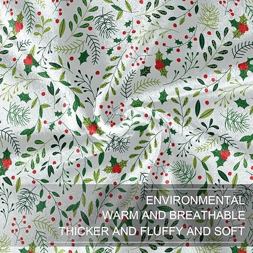 Miniatura 7 de Christmas Mistletoe Flower Green Leaves and Berries Sofa Throw Blanket Warm Warm Spring Fluffy Blanket 60"x90" for Bedroom Bedroom