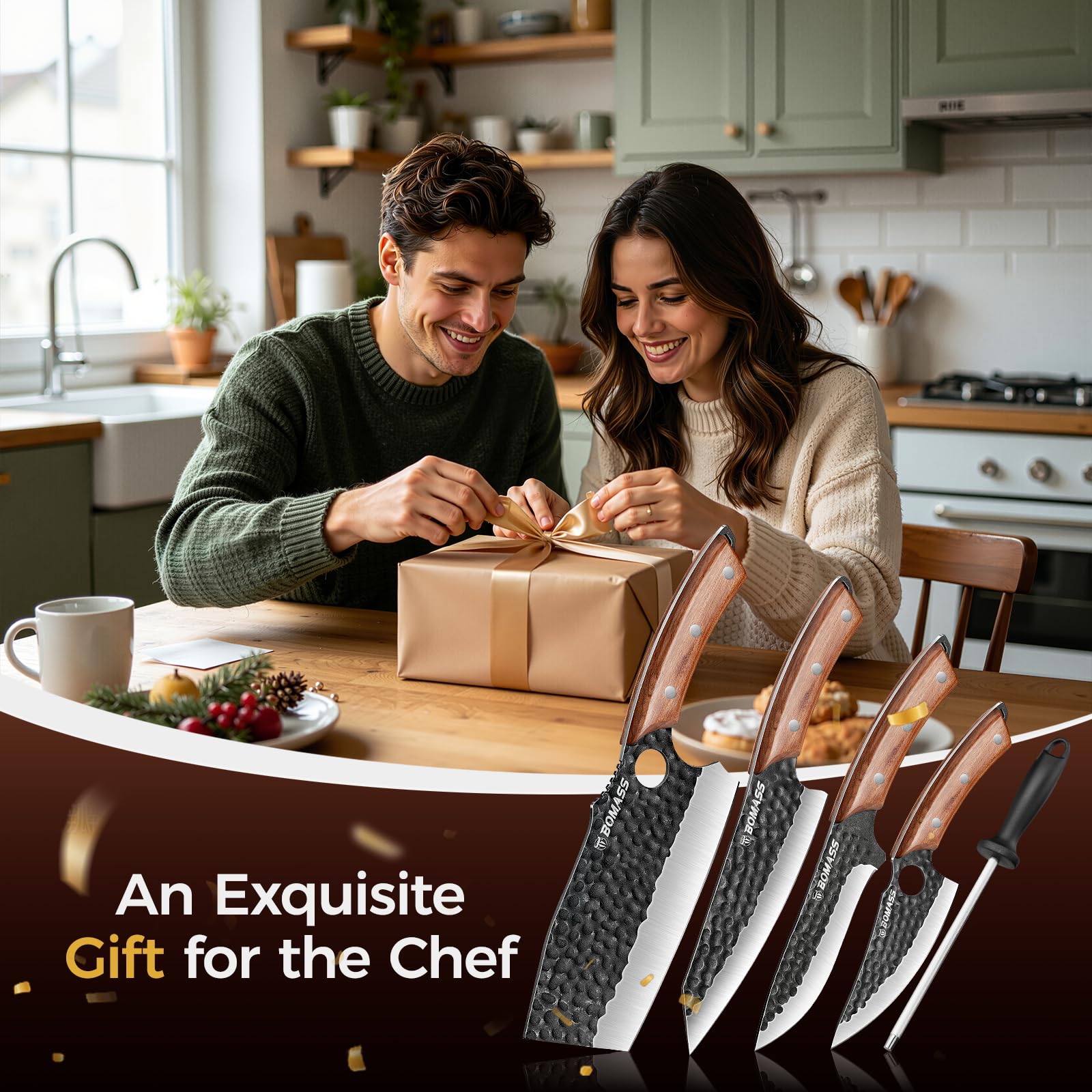 5PCS Butcher Knife Set, Hand Forged Kitchen Chef Knife Set Gift — Amazon image 8