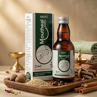 EKDO Moutheal 2-in-1 Oil Pulling Mouthwash with Sesame (Til) Oil, Ayurvedic Oral Care, 200 ml