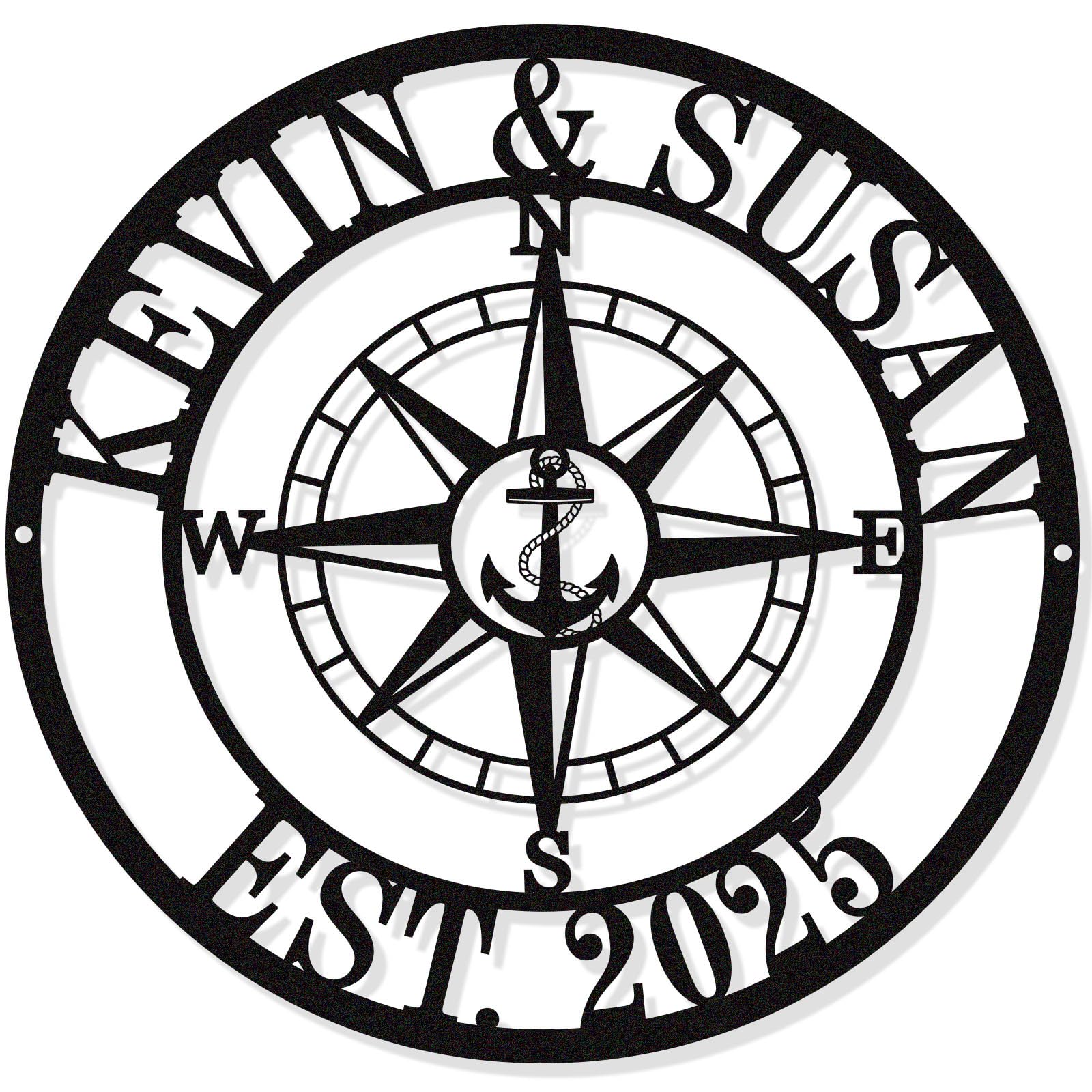 Custom Anchor Compass Metal Sign, Personalized Coordinates Sign, Custom Nautical Decor, Housewarming Gift, Anniversary Wedding Gifts for Couples 2025,
