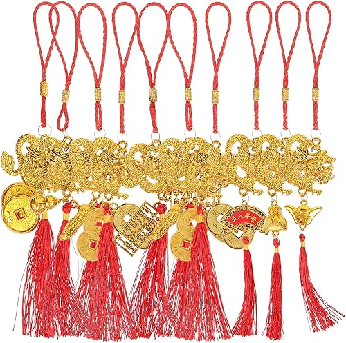 ABOOFAN 10 piezas de borla de nudo chino chino Año Nuevo Dragón Decoración Año Lunar Colgantes Colgantes para 2024 Festival de Primavera Hogar