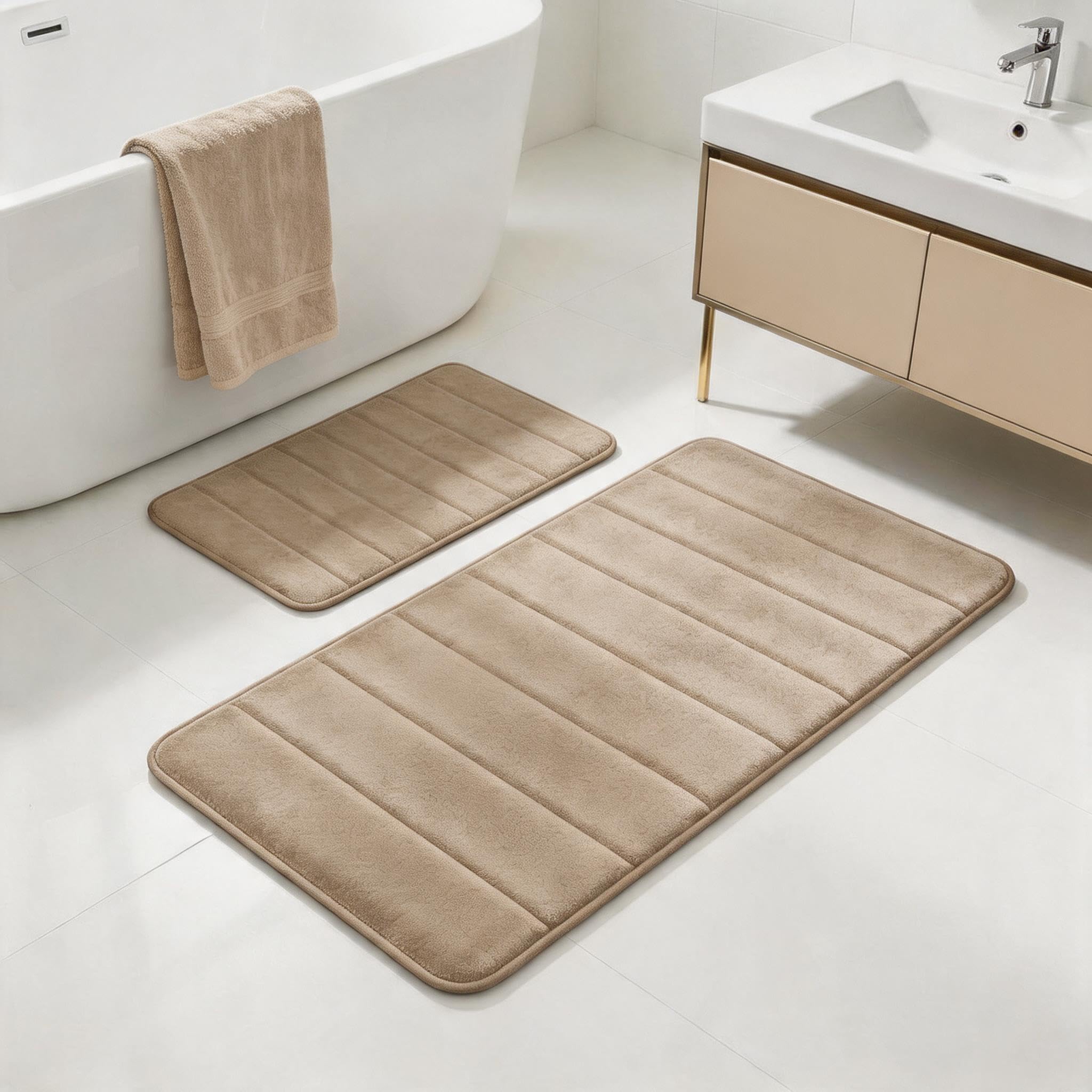 RUN HELIX Beige Bathroom Rug Set