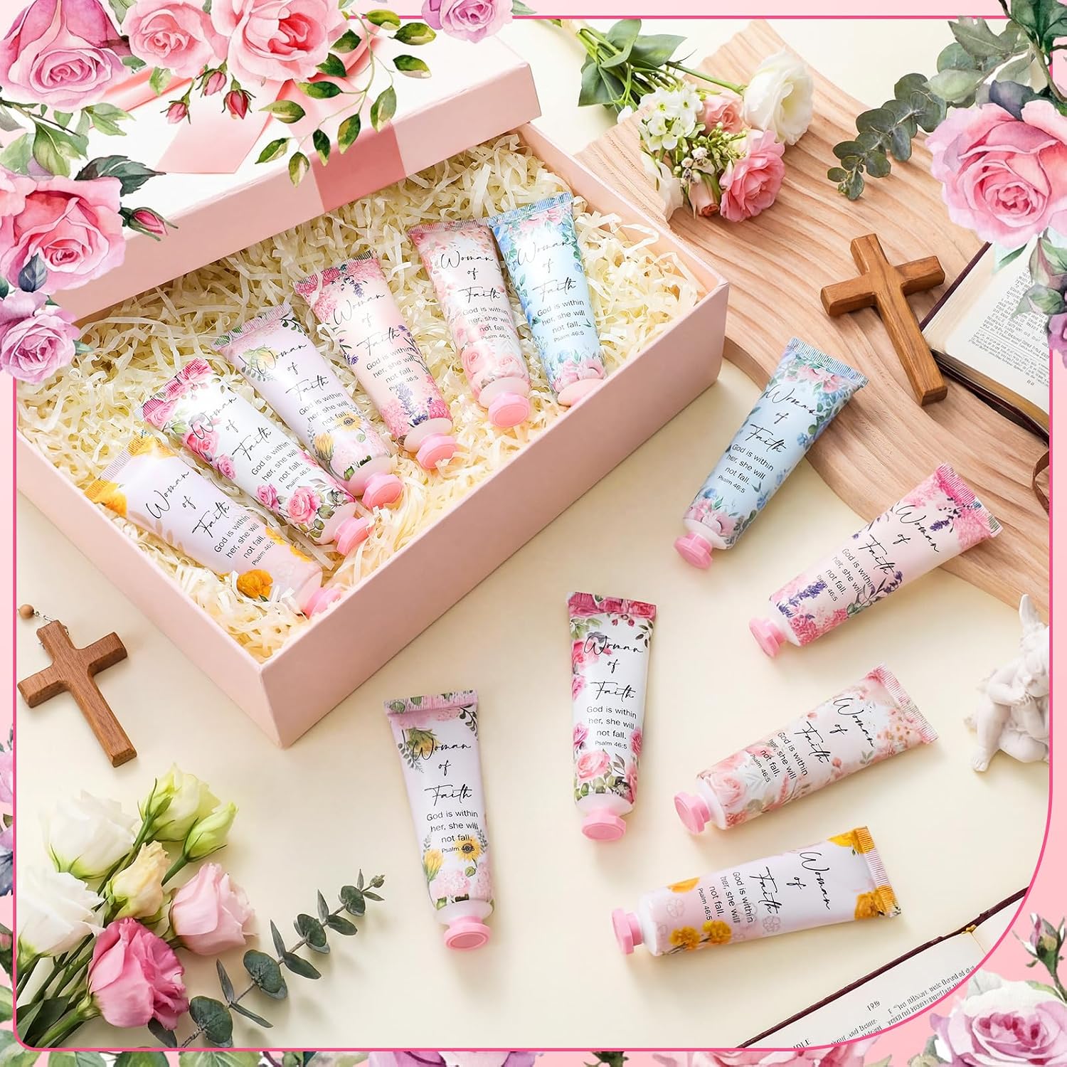 Loopeer 12 Pcs Christian Gifts for Women Bulk Women of Faith Hand Creams Bible Verse Religious Church Gifts Portable Hand Lotion for Vbs Ladies Group Prayer Welcome Bag Stuffer Party Favors