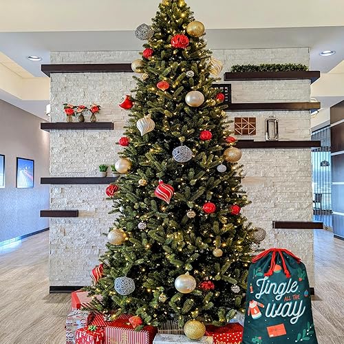 Miniatura 2 de KaiTingu Bolsas de regalo de lona bonitas bolsas de tela con cordón, bolsas grandes de regalo de Navidad de 25.2 x 18.9 pulgadas, bolsas de