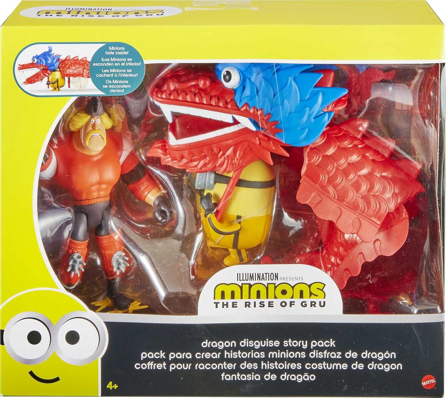 Mattel Minions Story Pack with 2 Action Figures & Accessories, Double Dragon Toy Set with Bob, Svengeance & Dragon with Working Head