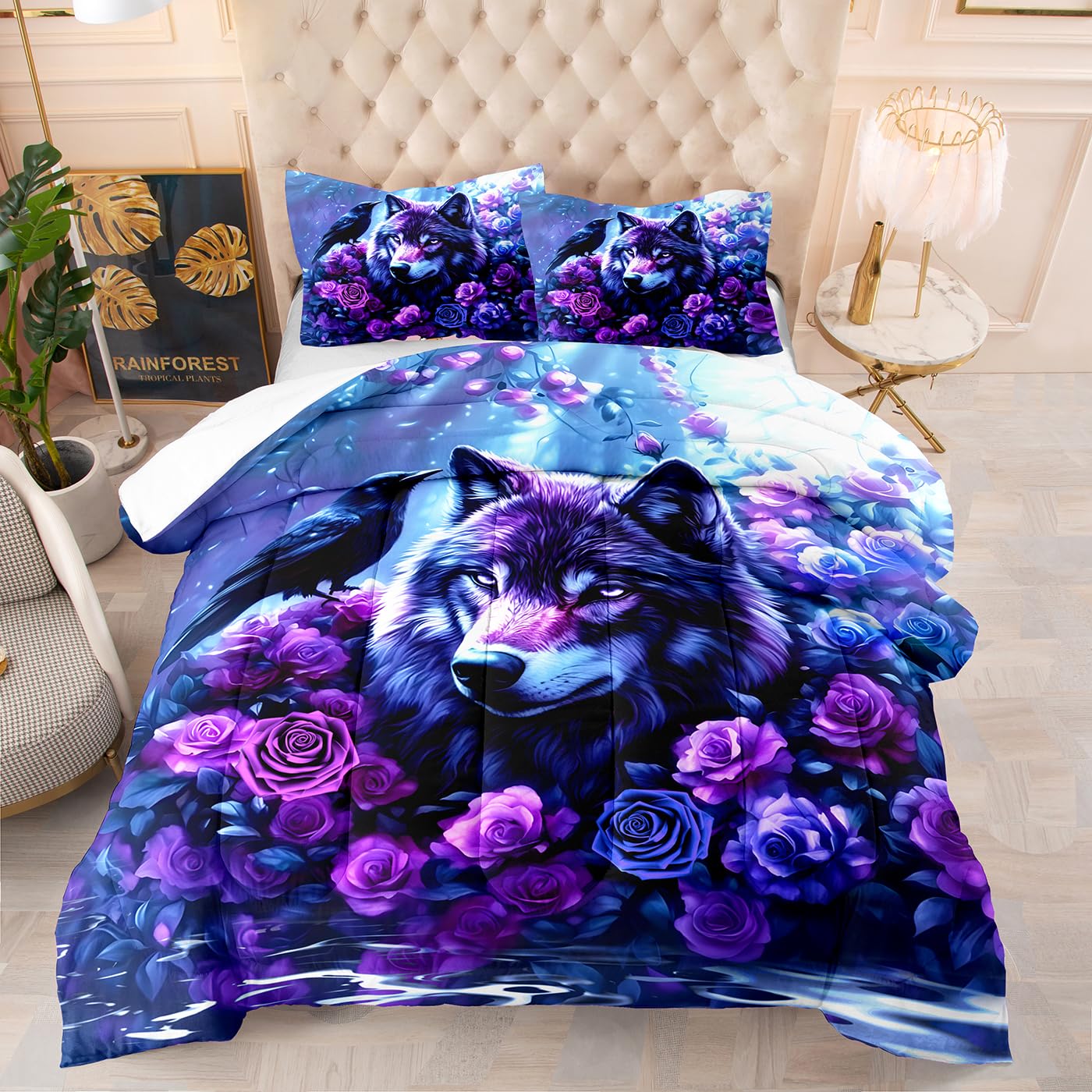 Couette 240x220 fleur loup pour une chambre cocooning toute l'année