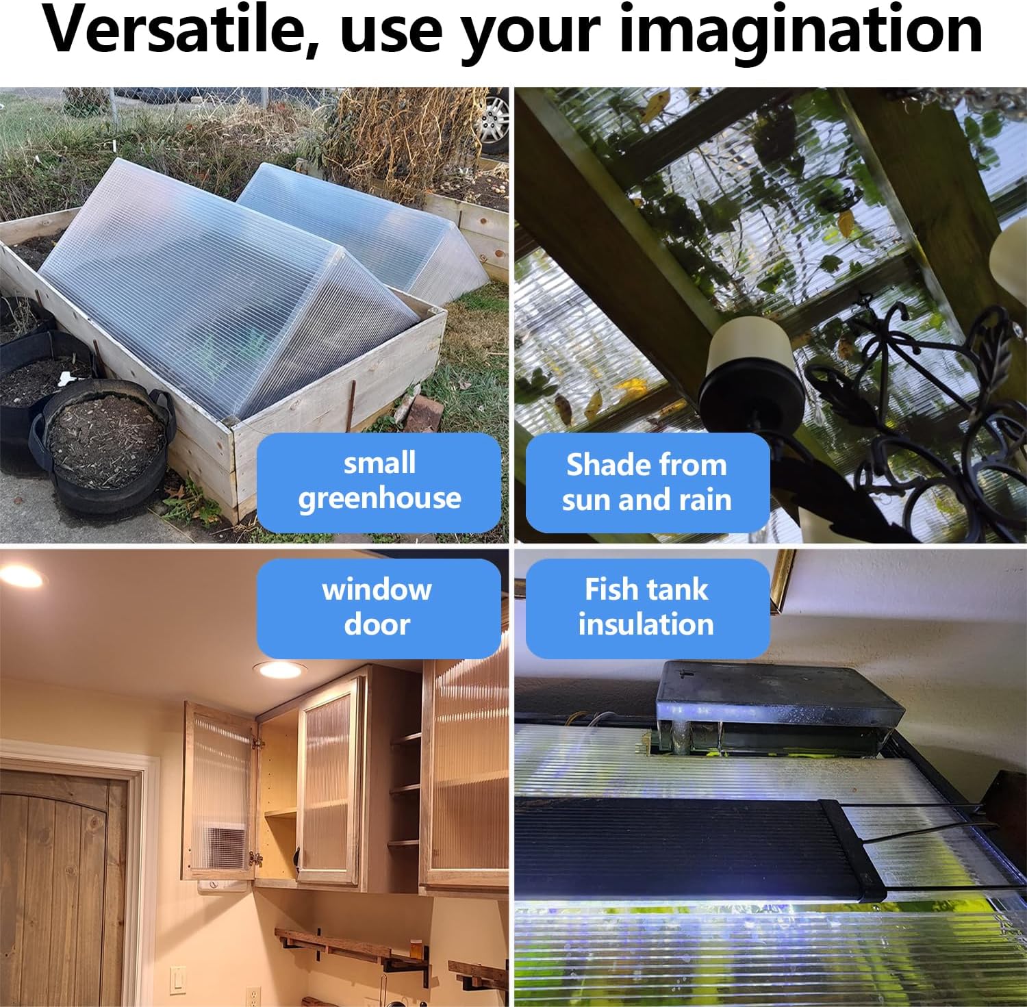 6 Pcs 4'x2'x0.32 Honeycomb Polycarbonate Panels: Heavy-Duty, Waterproof, UV Protected, Transparent, Durable Roofing for Sunrooms.