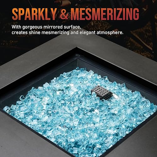 Miniatura 5 de Skyflame Vidrio de fuego de alto brillo de 10 libras para hoyo de fuego, chimenea y paisajismo (12 pulgada, azul aguamarina)