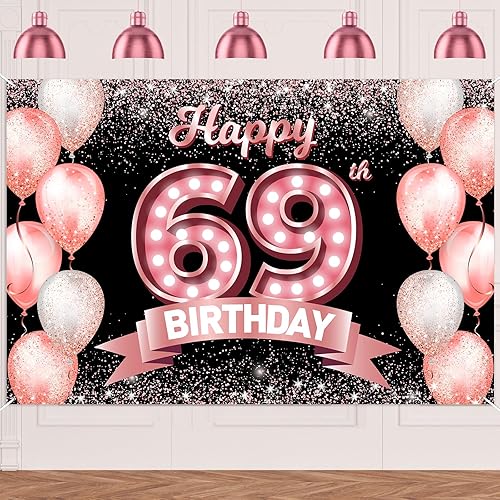 Vista 280 de Happy 21st Birthday Rose Gold Banner Backdrop Cheers to 21 Years Old Confetti Balloons Theme Decor Decorations for Women 21 Years Old Pink Birthday
