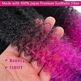 Hbegant Afro Twist Hair 24 Inch 3 Packs, Springy Afro Twist Hair Pre Fluffed Spring Twist Hair Pre Stretched Wrapping Hair for Soft Locs Hair Extensions (24 Inch (Pack of 3), 1B/Purple/Blue