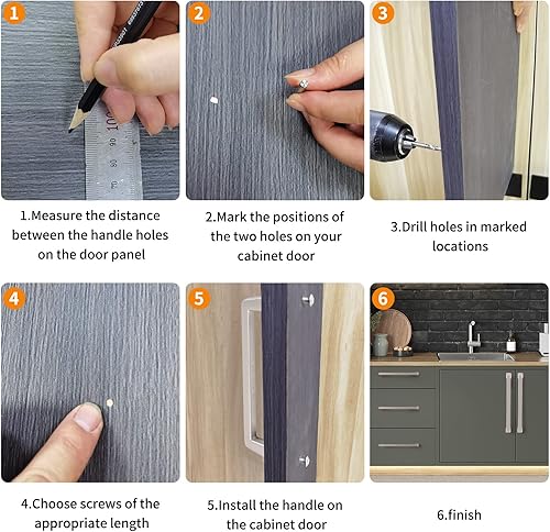 Miniatura 6 de Paquete de 6 manijas de gabinete de níquel satinado cepillado mate de 5 pulgadas, manijas de accesorios para gabinetes de cocina, armarios de TV,