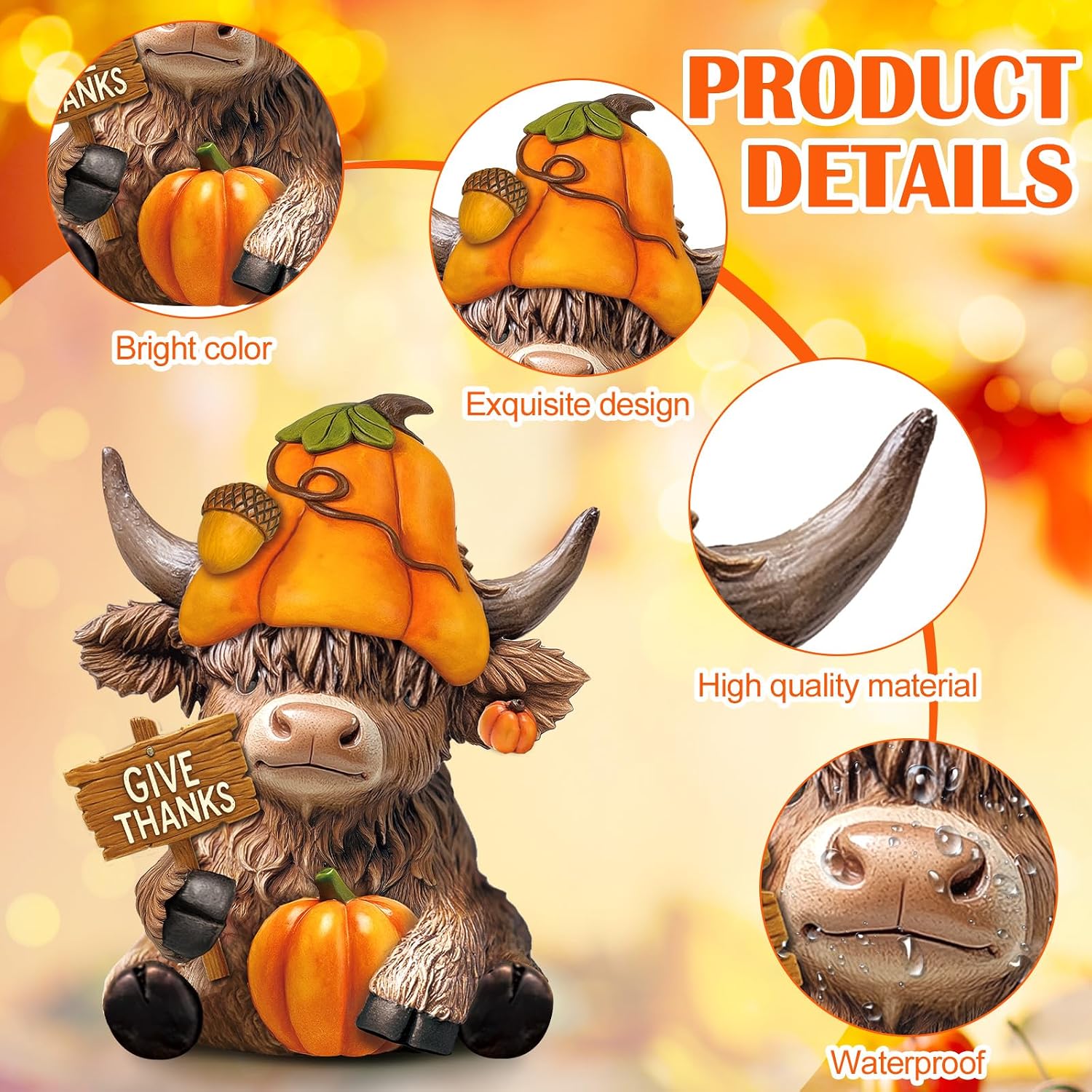 Karenhi 2 Pcs Highland Cow Figurines Resin Tabletop Decor Statues image 4