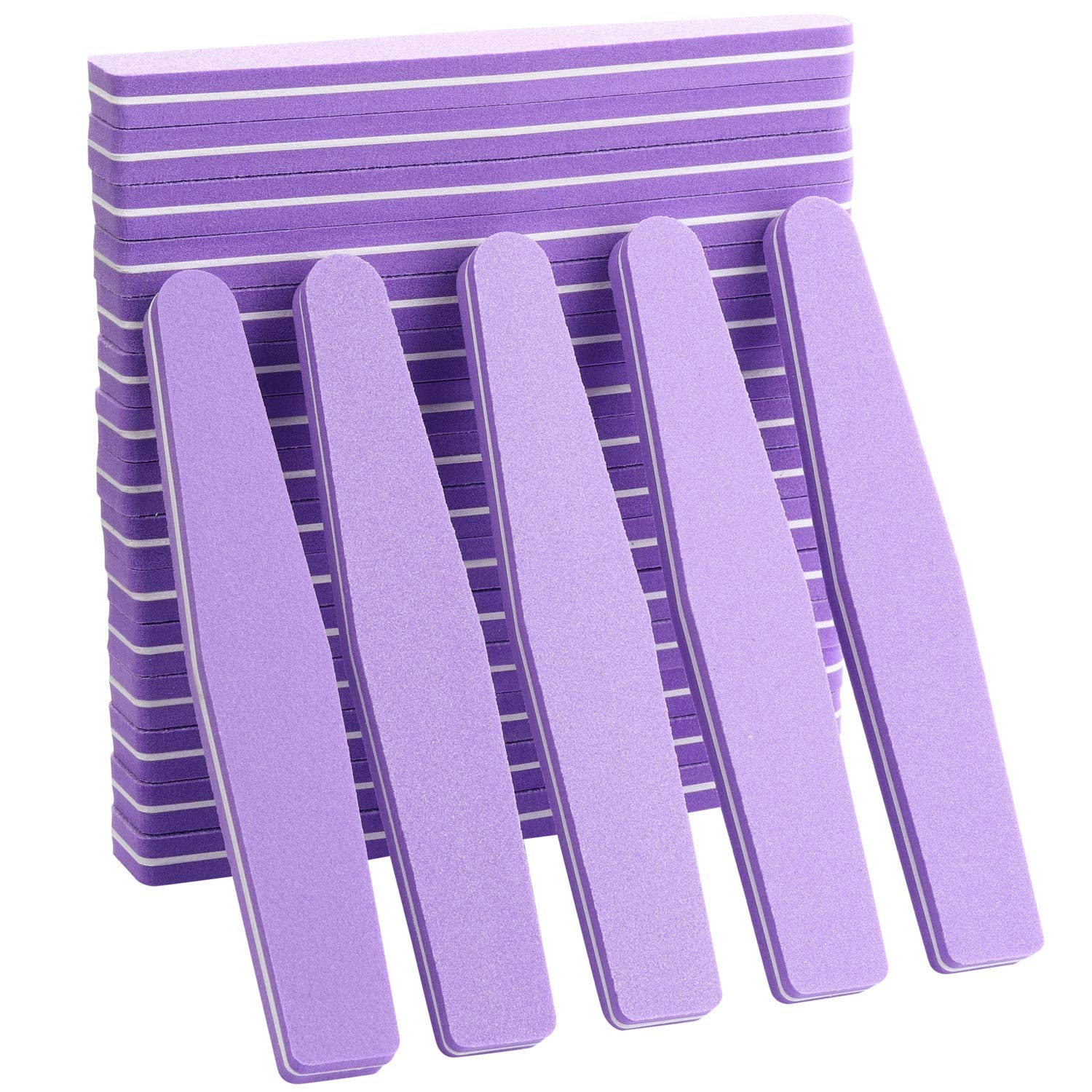 20Pcs Nail Block Buffer Files Sponge Washable Double Sided 100/180 Sanding Buffing File(Purple)