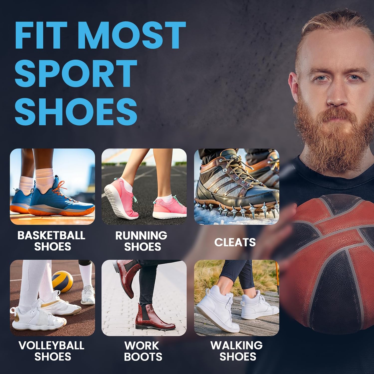 Welnove All Purpose Sports Insoles,Jump Higer & Run Faster & Stabilize Better Athletic Insoles for Running, Basketball Soccer Volleyball Shock Absorption & Energy Return Performance Insoles-M - Image 2