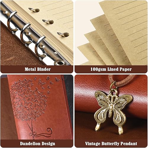 Miniatura 3 de Paquete de 6 cuadernos de piel sintética, diario de viaje a granel, diarios vintage recargables para escribir, regalos de diario para mujeres,