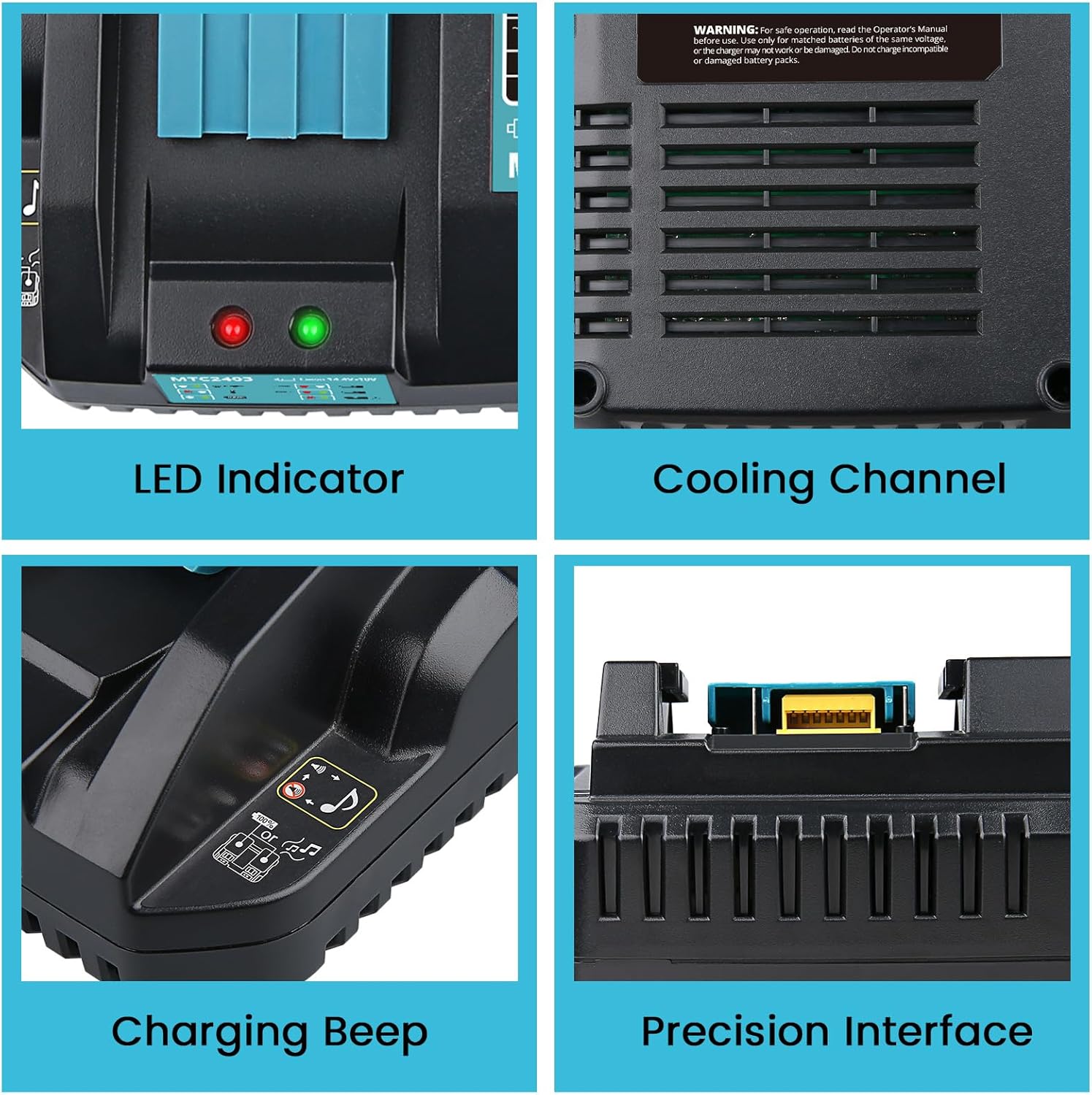 18V DC18RD Dual-Port Rapid Battery Charger Replacement for 14.4V-18V LXT Lithium-Ion Battery Charger Compatible with BL1415 BL1430 BL1830 BL1840 BL1850 BL1850B BL1860B BL1860 BL1815