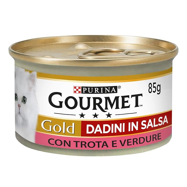 Purina Gourmet Gold Tuercas en Salsa Comida húmeda para Gatos con Trucha y Verduras, 24 latas de 85 g