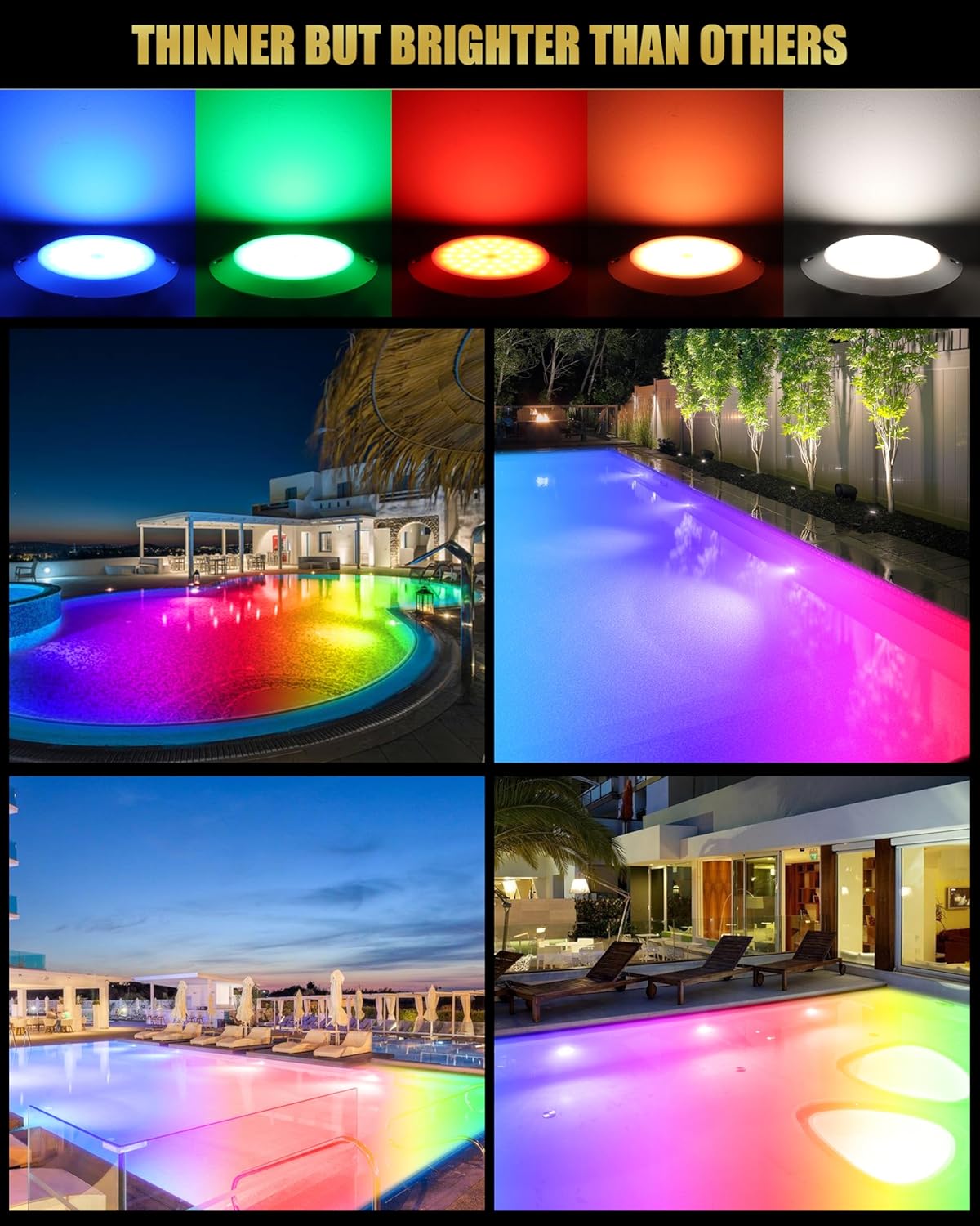 Goldlife P9-2 6Inch RGB Pool Light for Inground Pools 12V 60W 6000LM, 50ft Cord LED Underwater Pool Lights, IP68 Waterproof Swimming Pools Light, PC Pool Light Fixture (NOT Included Controllers)