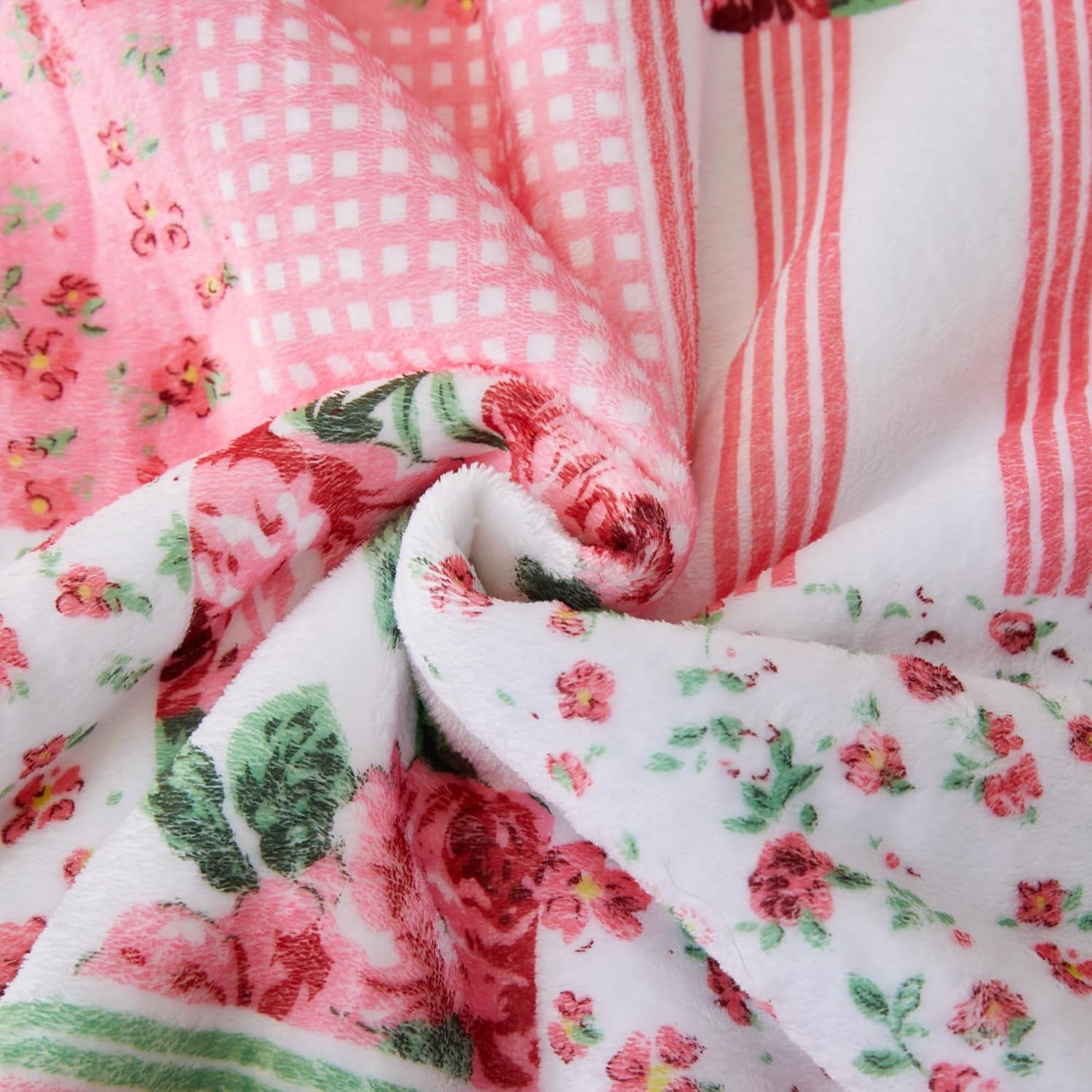 Cmfshape Sherpa Fleece Throw Blanket 104"x90"-Floral Fuzzy Flannel Blanket for Sofa,Bed,Couch and Travel-Reversible Cozy Bed Blanket for All Season(Pink,King) - Image 8