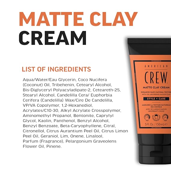 American Crew Men's Matte Clay Cream, Medium Hold & Matte Finish, 5 fl oz