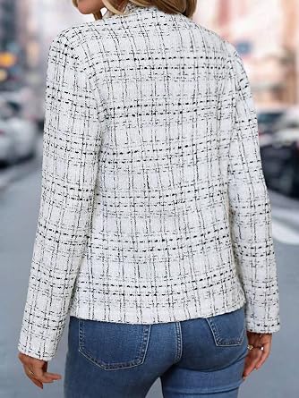 ELLEVEN Womens' Tweed Open Front Blazer