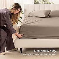 Vista 32 de Bare Home 100% Organic Cotton Sateen Fitted Sheet - Smooth Sateen Weave - Breathable & Cooling - Hotel Luxury - Durable Fitted Sheet - Deep Pocket