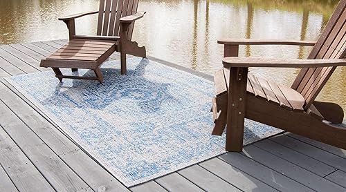 Miniatura 3 de Unique Loom Outdoor Traditional Collection - Alfombra de área de la colección tradicional para exteriores, desgastada (3 pies 3 pulgadas x 5 pies 3