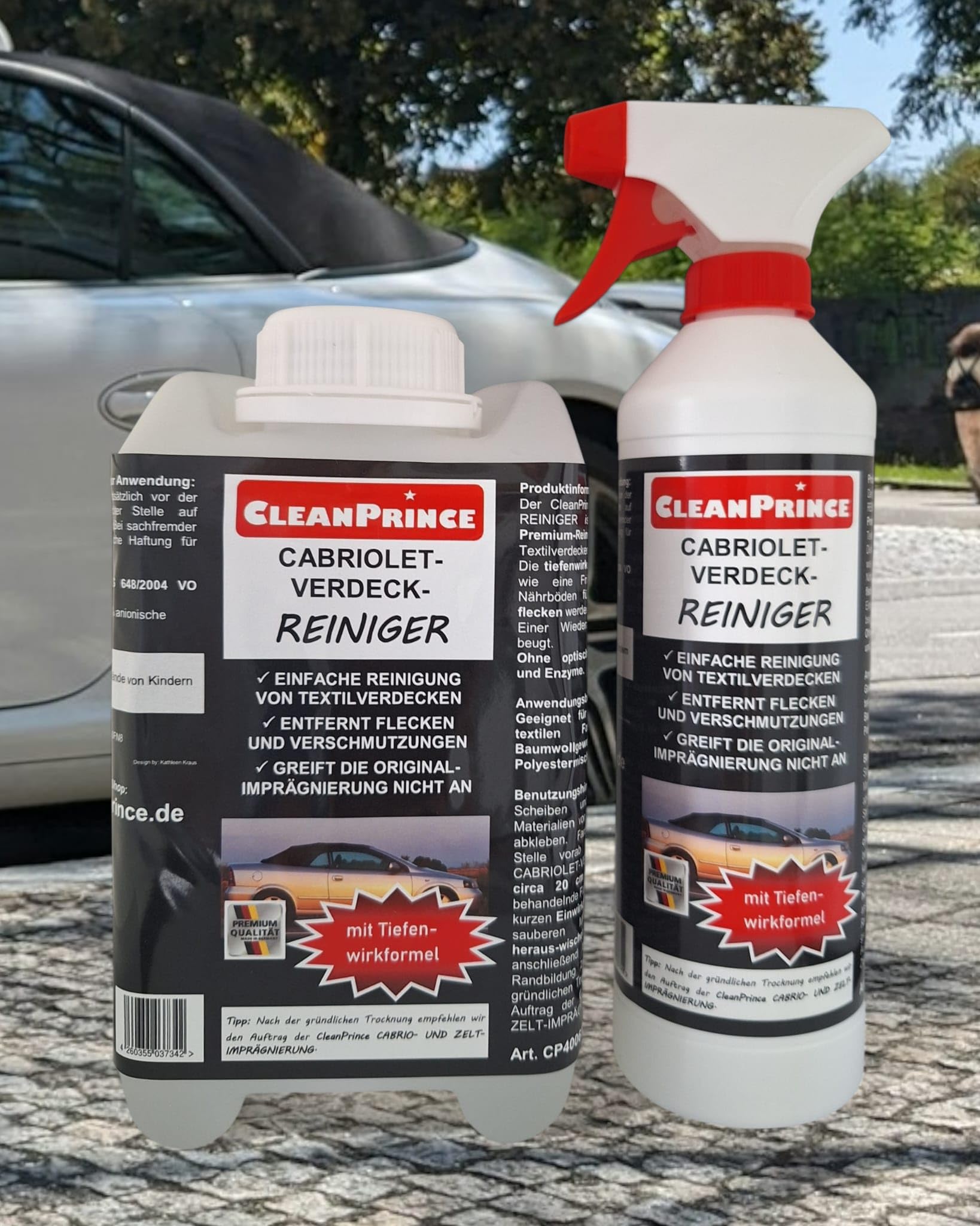 Cleanprince Verdeckreiniger 2,5 Litro Cabriolet-Verdeck-Reiniger Cabrioverdeckreiniger Cabrio-Verdeckreiniger Dachreiniger Techo de Tela Techo Coche Algodón y Polyestermischungen Acrylfasern