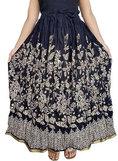 Traditional Floral Print Women Long Skirt