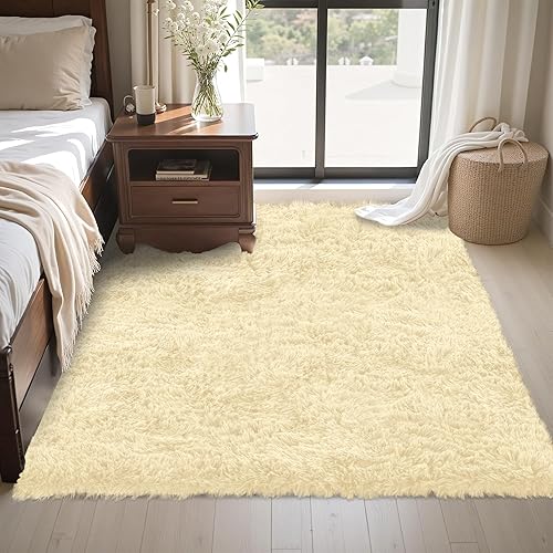 Miniatura 31 de Alfombra de Área de 8 x 10 pies para Sala de Estar: Alfombras Negras Ultra Suaves y Esponjosas Shag, Alfombra Grande de Felpa Difusa Antideslizante