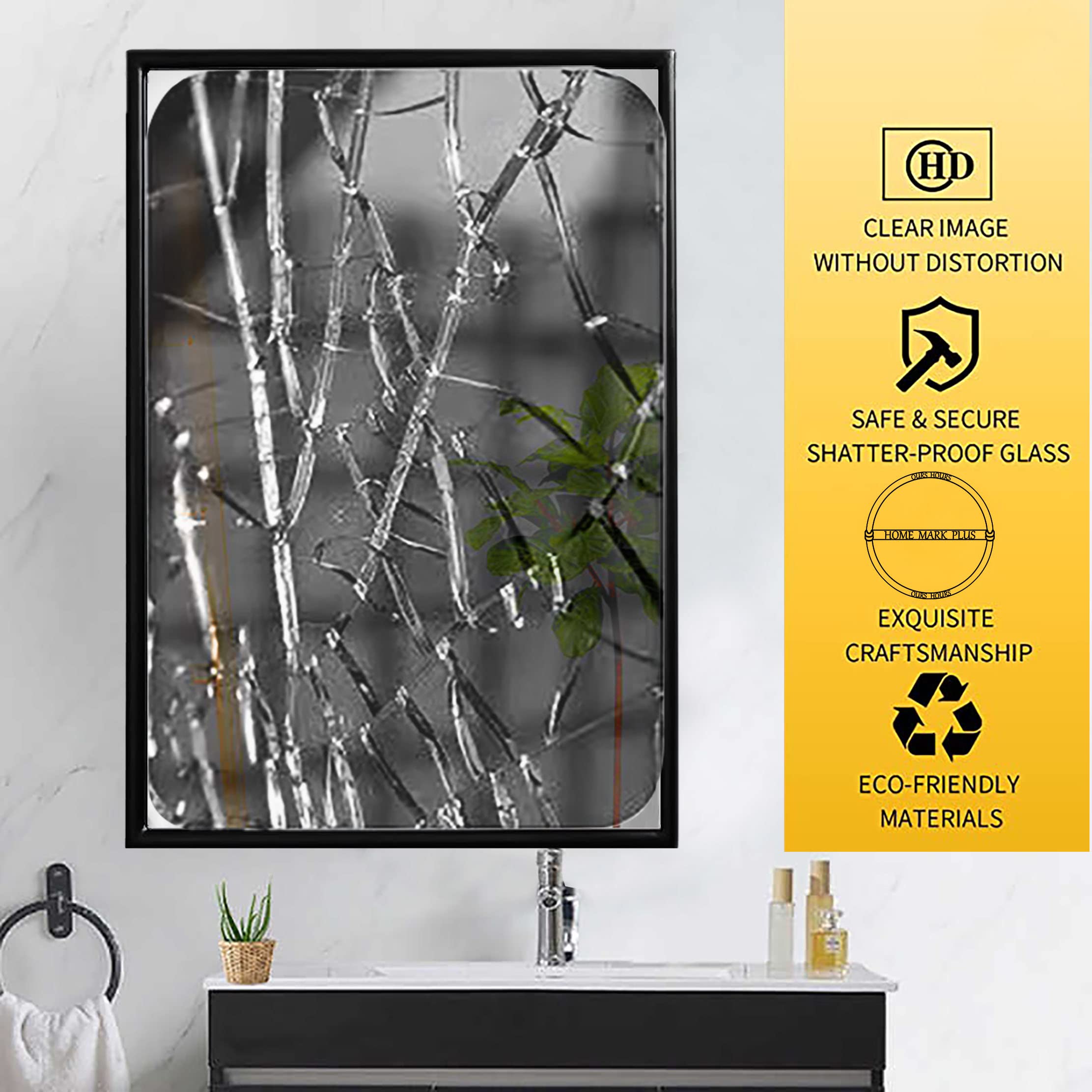 Specchio Da Bagno Nero Hompruti – 55,6x76,2 Cm, Cornice In Metallo, Infrangibile, Montaggio Verticale/Orizzontale - 2