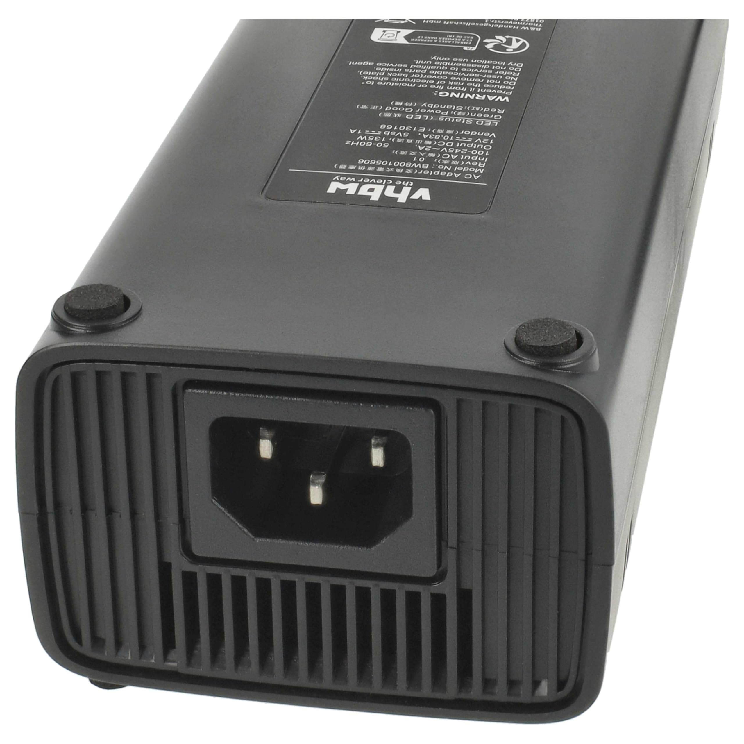 vhbw 220 V zasilacz ładowarka kabel do ładowania 130 W (12 V/10,83 A) kompatybilny z Microsoft Xbox 360 Slim zamiennik do DE-X360-3206.