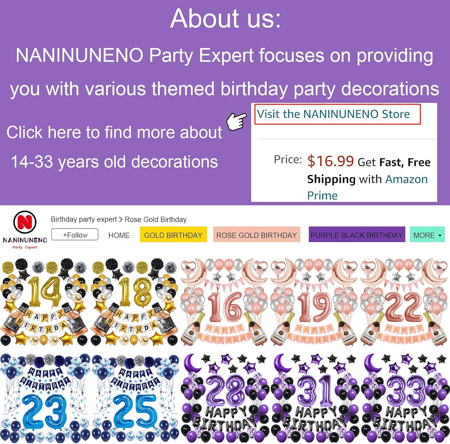NANINUNENO 18th Birthday Decorations Set for Girl Women Boy Men ,Purple Black 18 Happy Birthday Balloons Supplies with Purple Number Balloons 18 Happy Birthday Banner and Moon Balloons : Toys & Games
