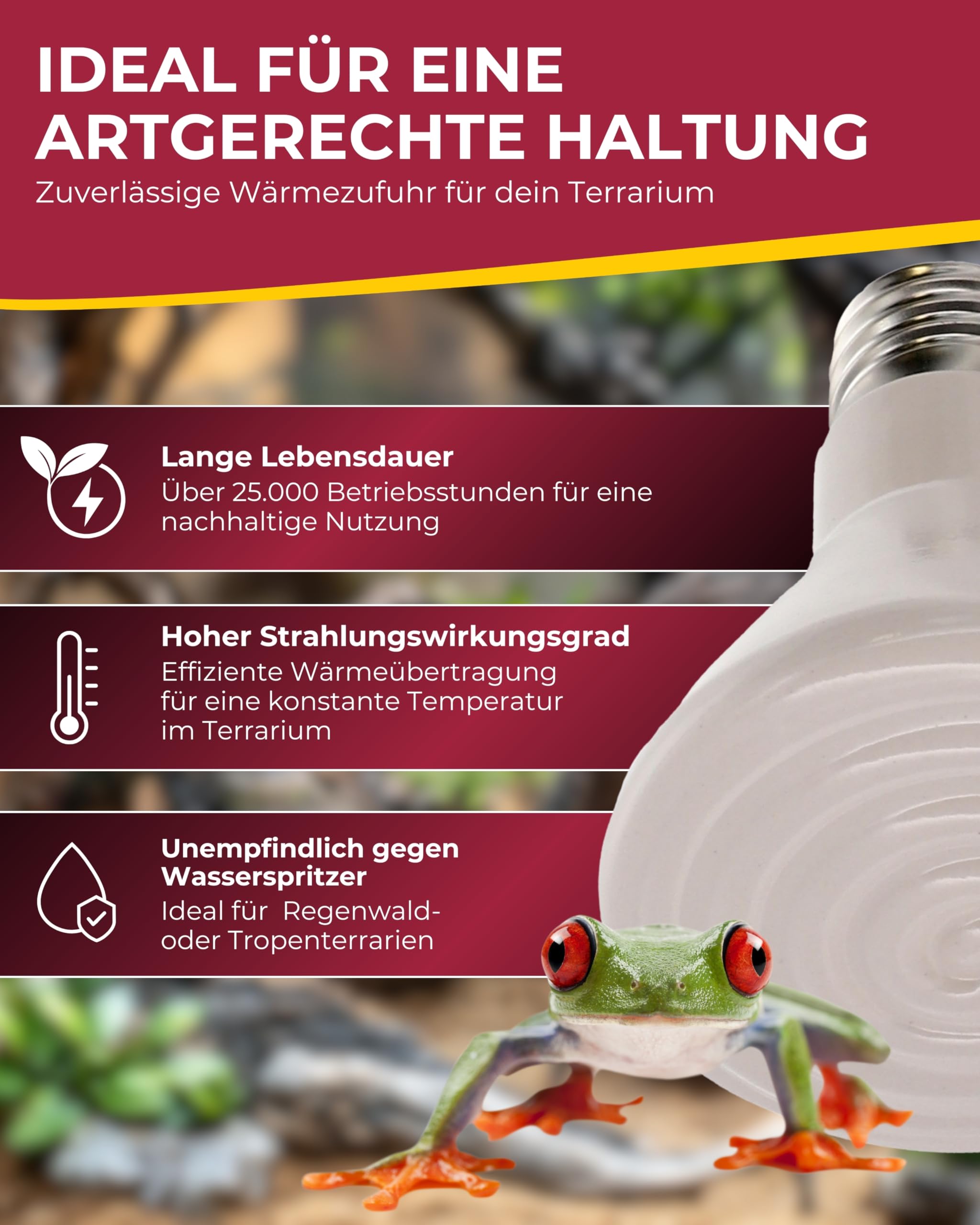 HOBBY Terraristik Elstein Strahler I IOT 90, 250 W I Keramischer Infrarot Dunkelstrahler zur Reptilien- und Insektenhaltung I Terrarium Wärmestrahler I langlebige Wärmelampe für Terrarien
