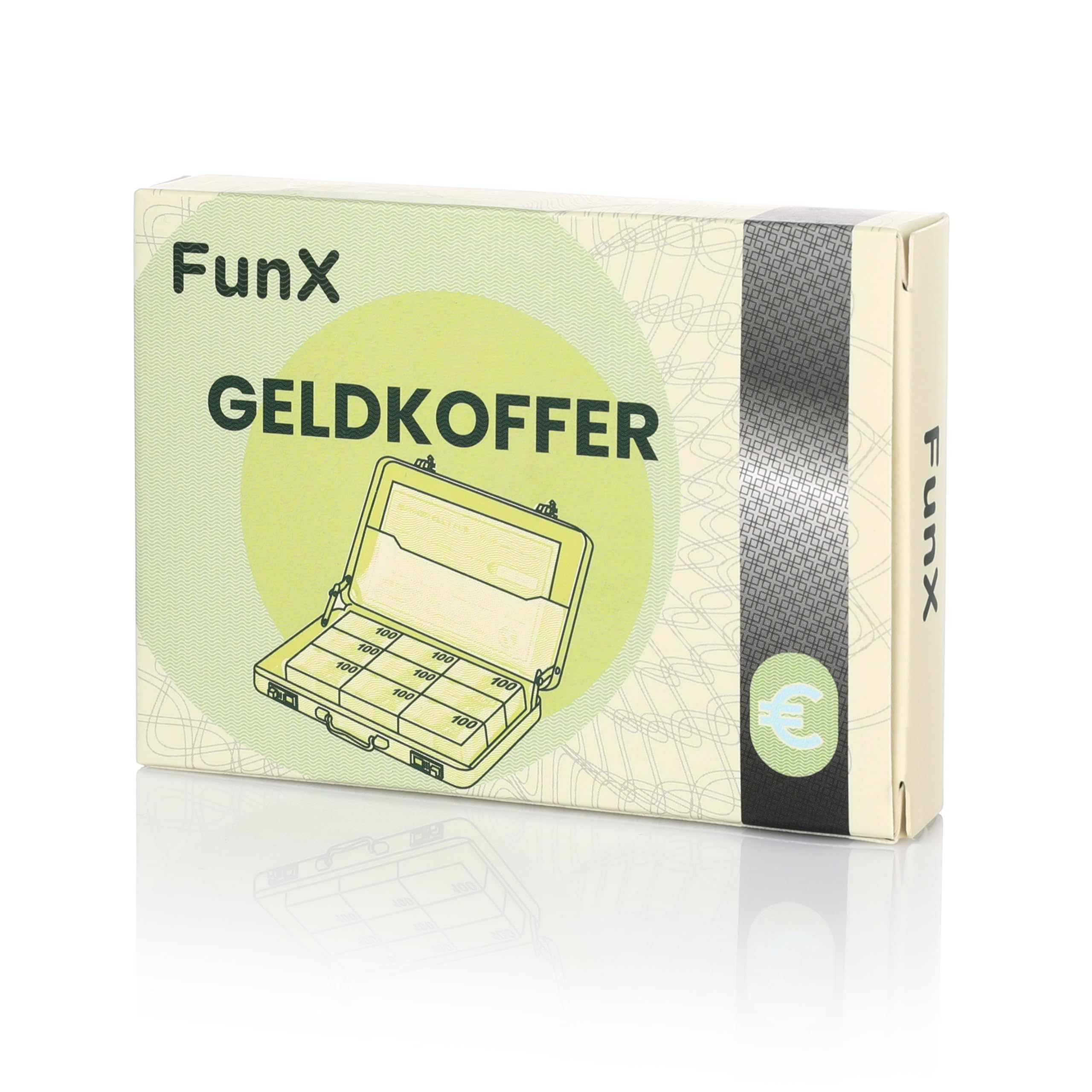 FunX Walizka na monety z kartką z życzeniami, prezent ślubny, prezent urodzinowy, 10 x 7 cm