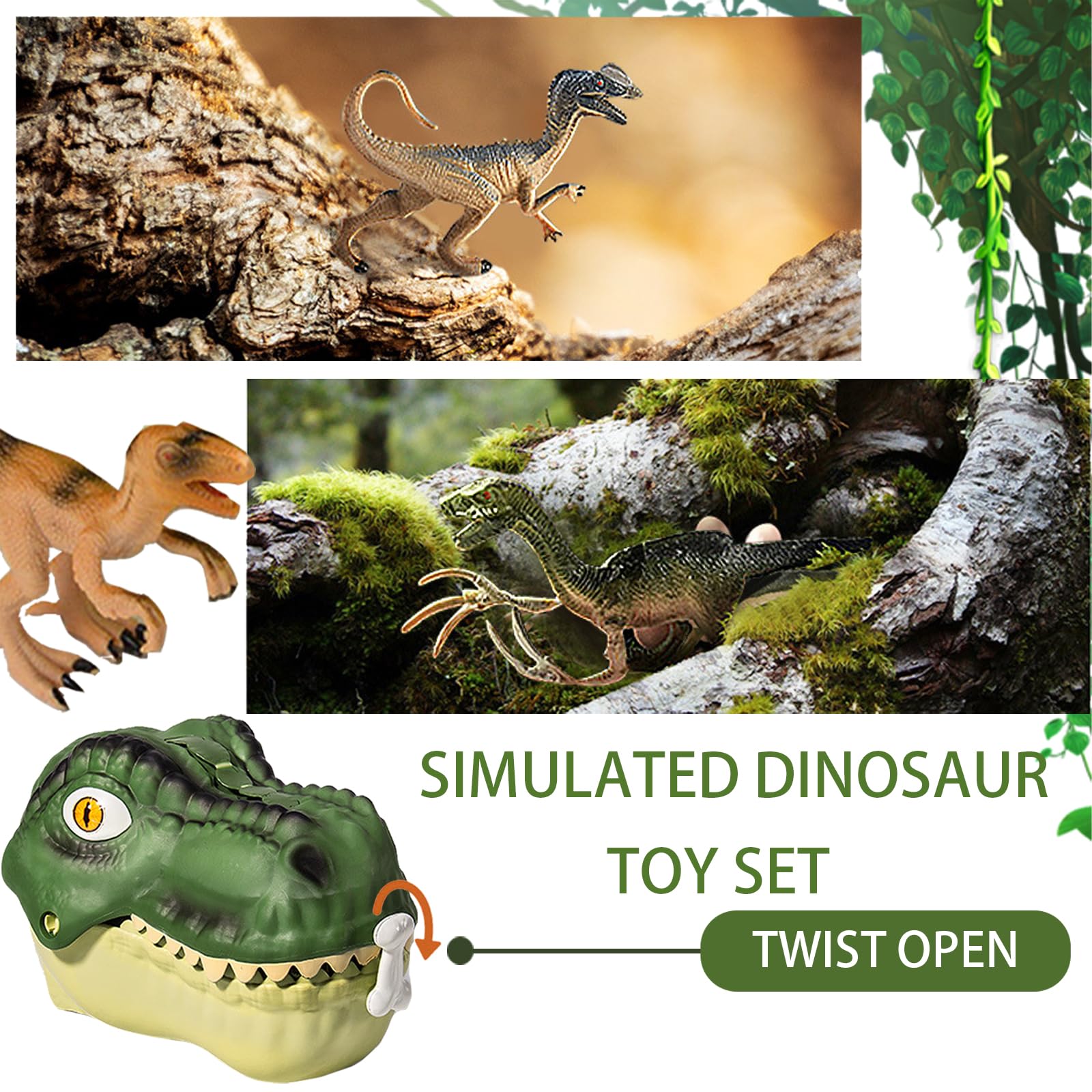 LUKIUP 46 Pcs Dinausore Jouet, Figurines de Dinosaures Comprend Dino Aufbewahrungsbox, Le Monde des Dinosaures Jouets, Jouets Cadeau pour Enfants 3 4 5 6 Ans