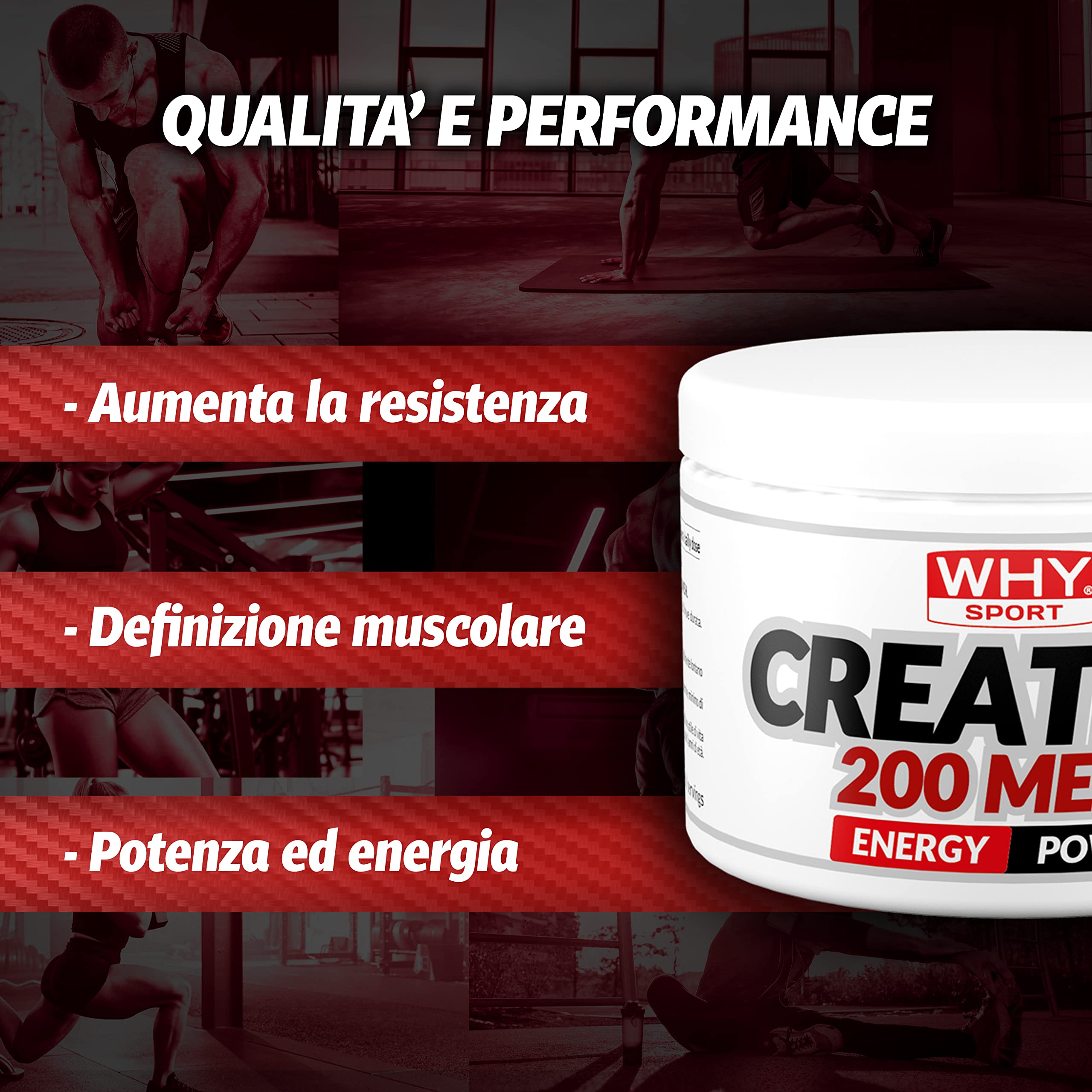 WHY SPORT CREATINA 200 MESH - Creatina - Pre Workout - Integratore Alimentare a Base di Creatina Monoidrato - 200 g