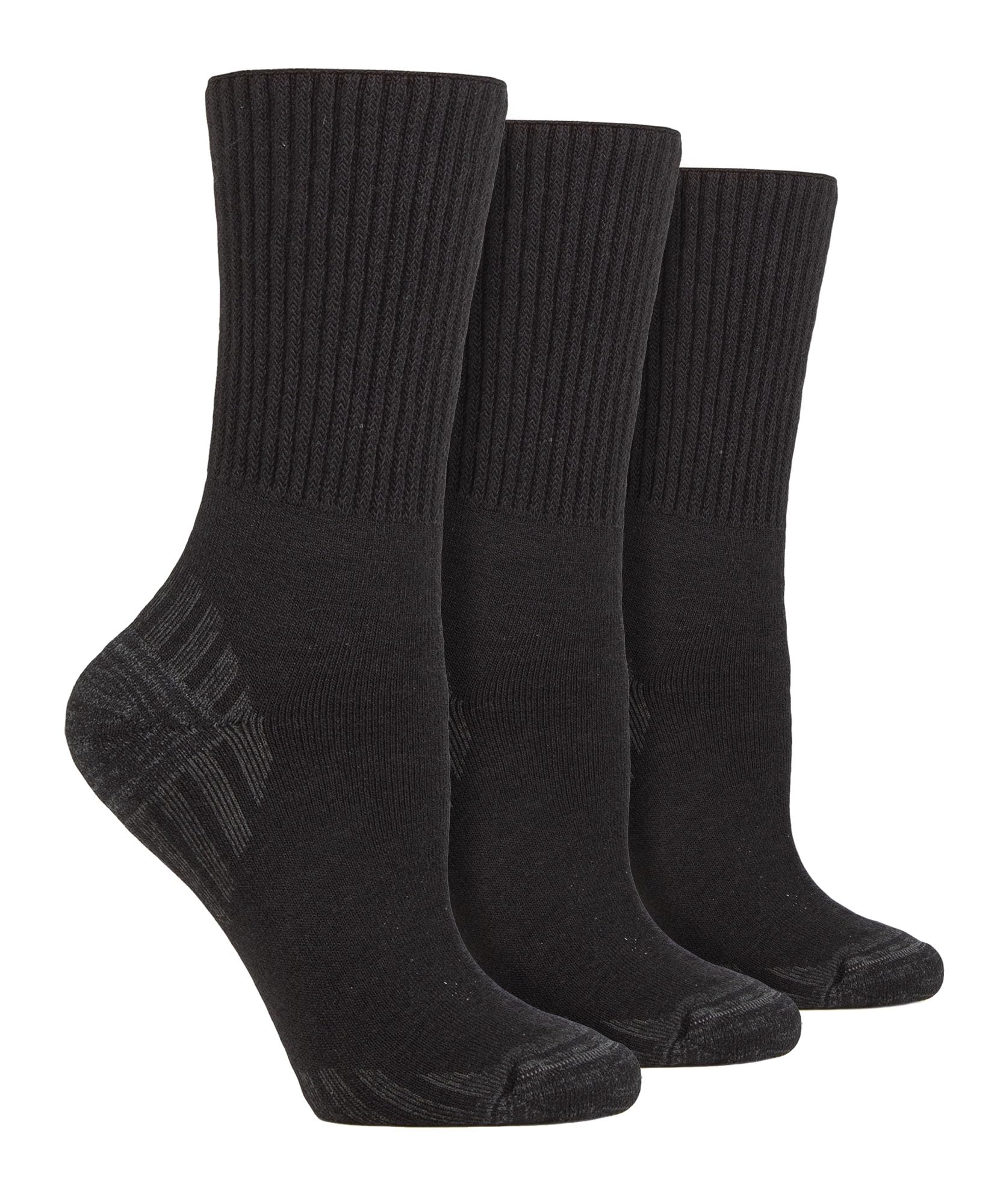 IOMI 3 Pack Diabetic Walking Socks for Mens Non Elastic Extra Wide Seamless Hiking Socks (9-11, Black)