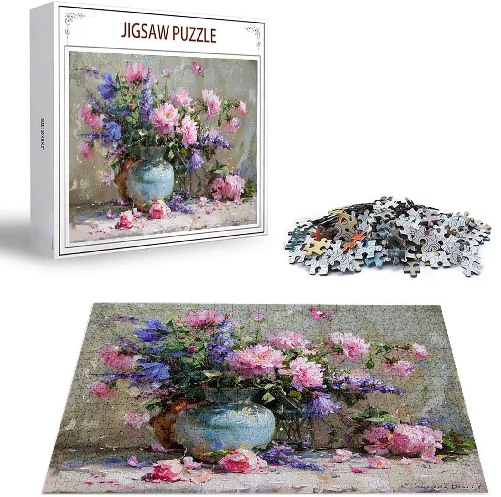 Puzzle 1500 elementów dla dorosłych, piwonia, 1500 elementów, trudne puzzle, drewniane kwiaty dla dorosłych, z pudełkiem do pakowania, puzzle dla całej rodziny, dekoracja ścienna, prezent B-2263