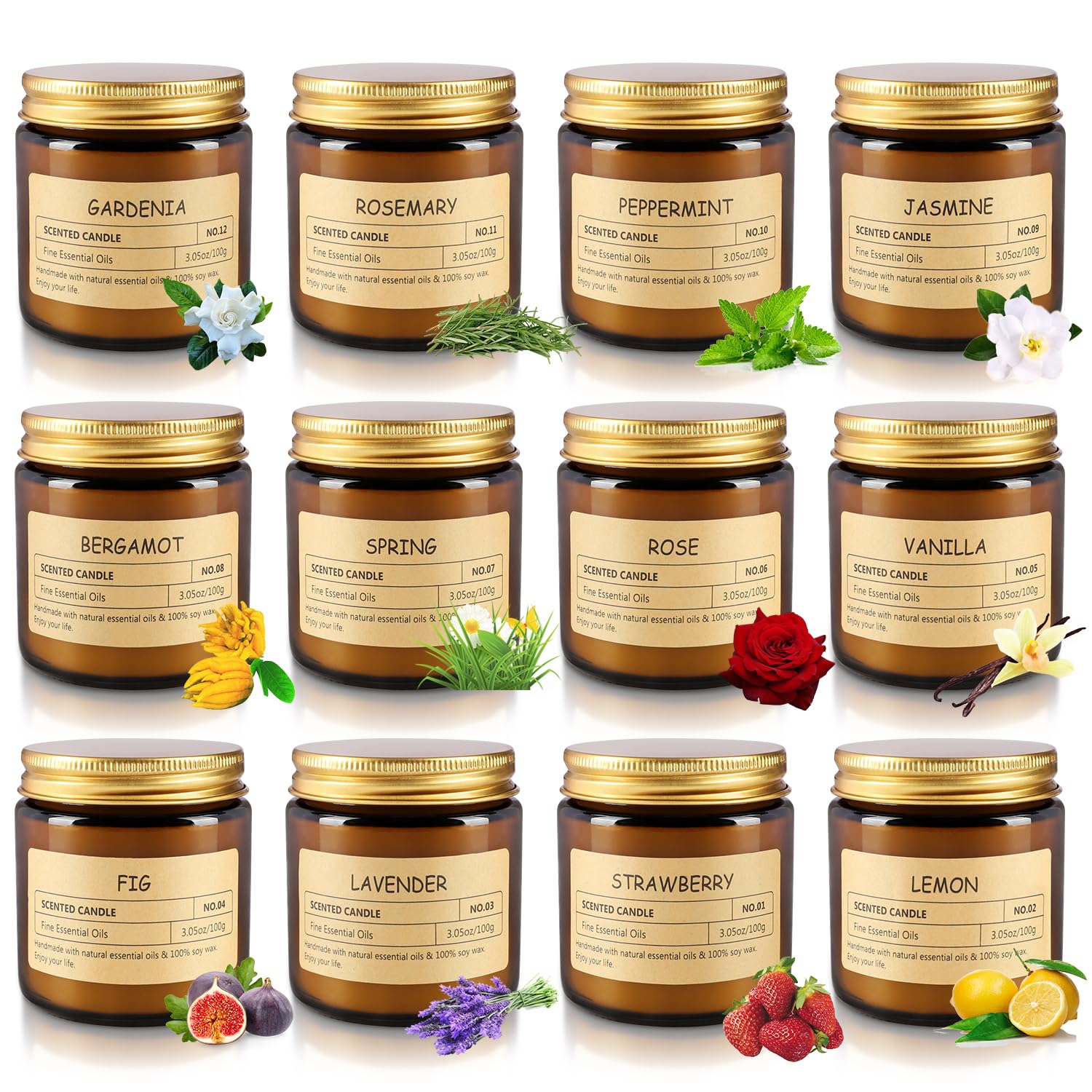 Photo 1 of 12 Pcs Scented Candles with Added Natural Essential Oils, 3.05oz, Suitable for Various Festivals, Parties, Yoga, and Home Scene.