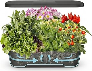 Soil-Free Hydroponics Growing System - 12 Pods with Smart LED Screen, Adjustable Height, 4L Tank, LED Grow Light for Indoor Plants, Grow Herbs Year-Around, Hydro Garden Gifts for Plant Lovers