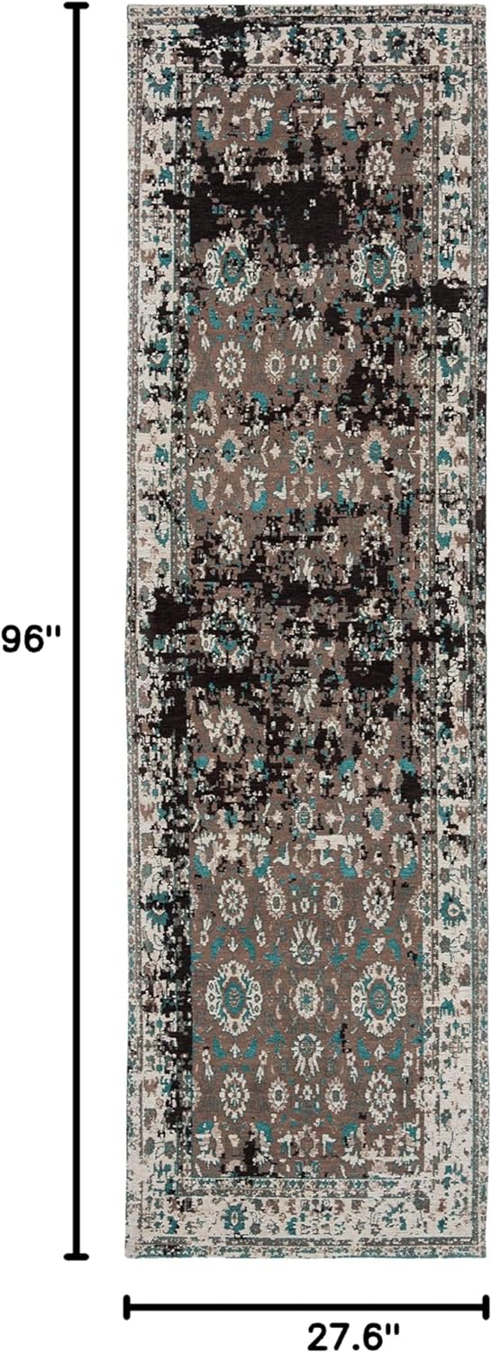 SAFAVIEH Classic Vintage Collection Runner Rug - 2'3" x 8', Teal & Beige, Oriental Distressed Design, Non-Shedding & Easy Care, Ideal for High Traffic Areas in Living Room, Bedroom (CLV226A)
