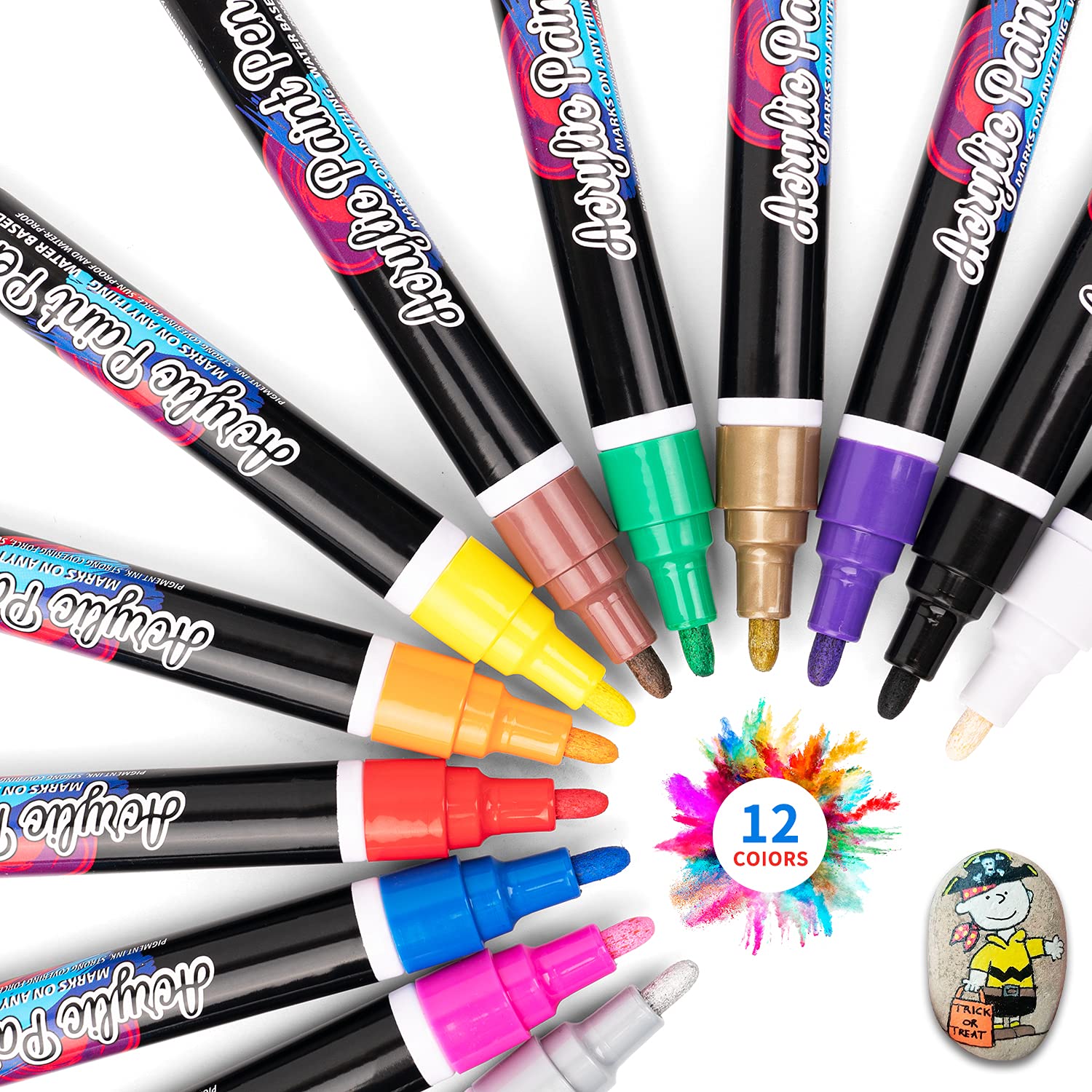 Acrylic Paint Marker Pens, Waterproof Paint Pens for Rocks Painting