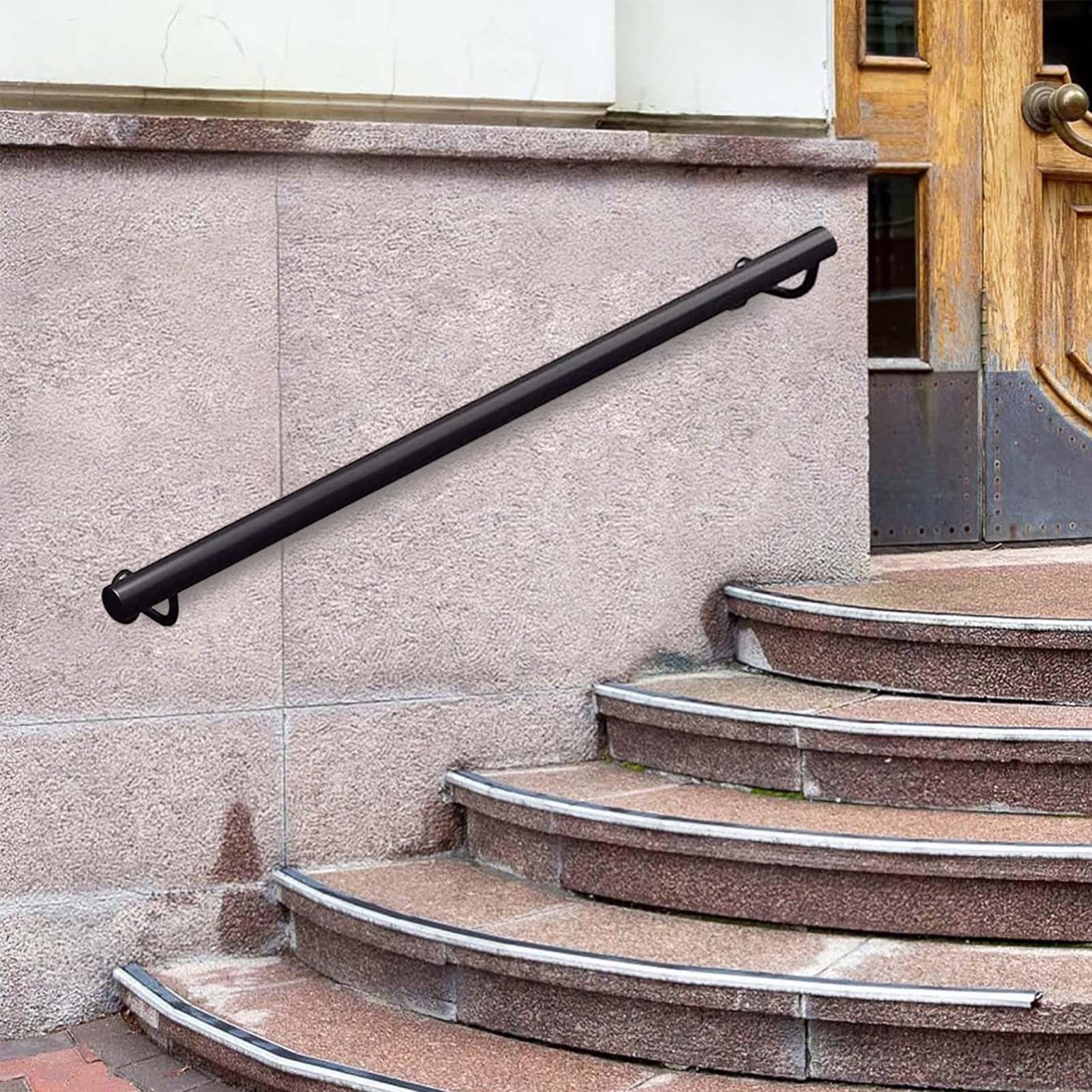 Fkxsxaz Metal Handrail For Outdoor Steps Indoor Stairs | Non-Slip Stair Railing Banister With Brackets 1M 1.5M 2M 2.5M 3M 3.5M 4M 5M 6M Length Wall Hand Rail Grab Bar Kit(8.2Ft/250Cm)